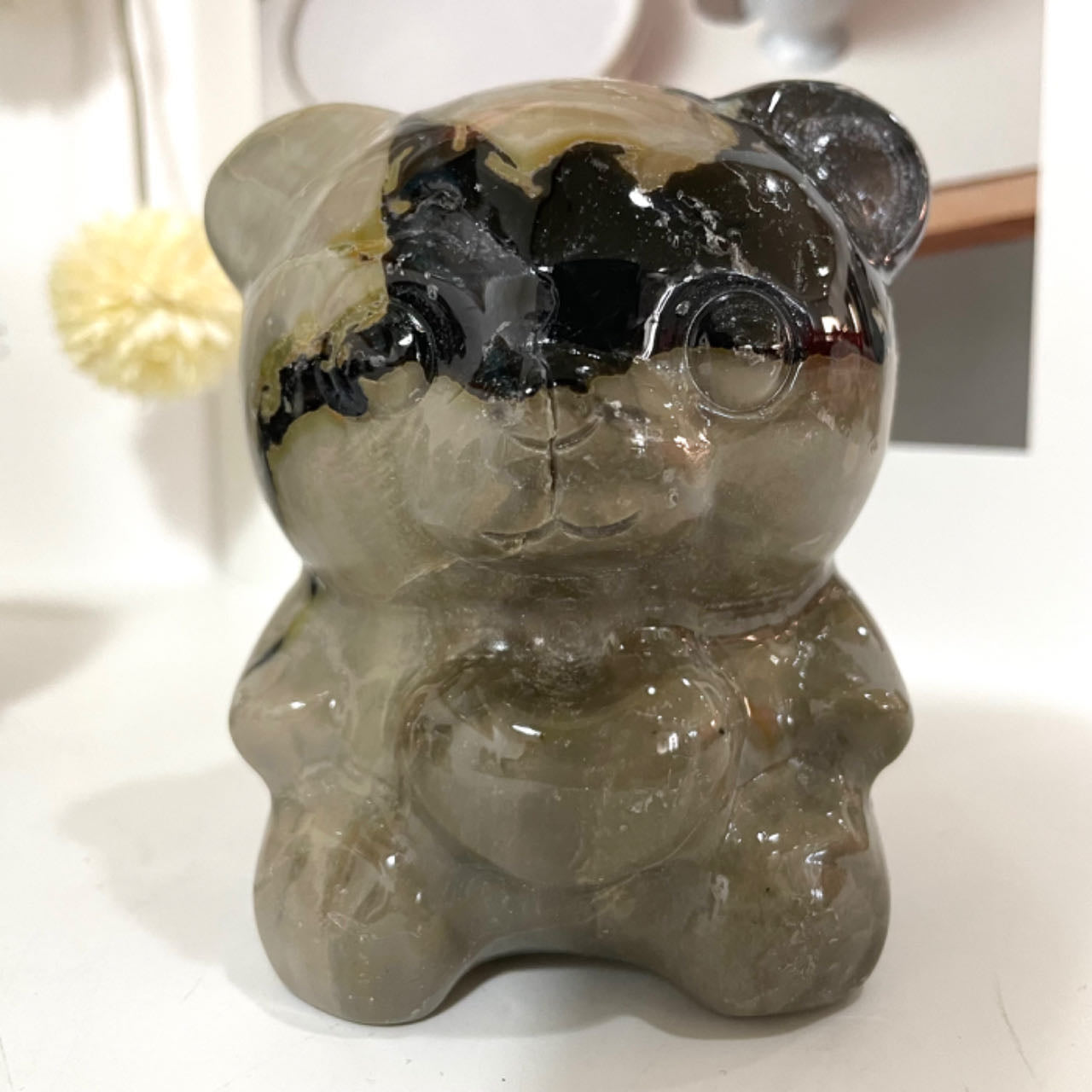 Agate Bear Crystal Healing Stone Animal Collectible Figurine Statue for Reiki From IG Crystal