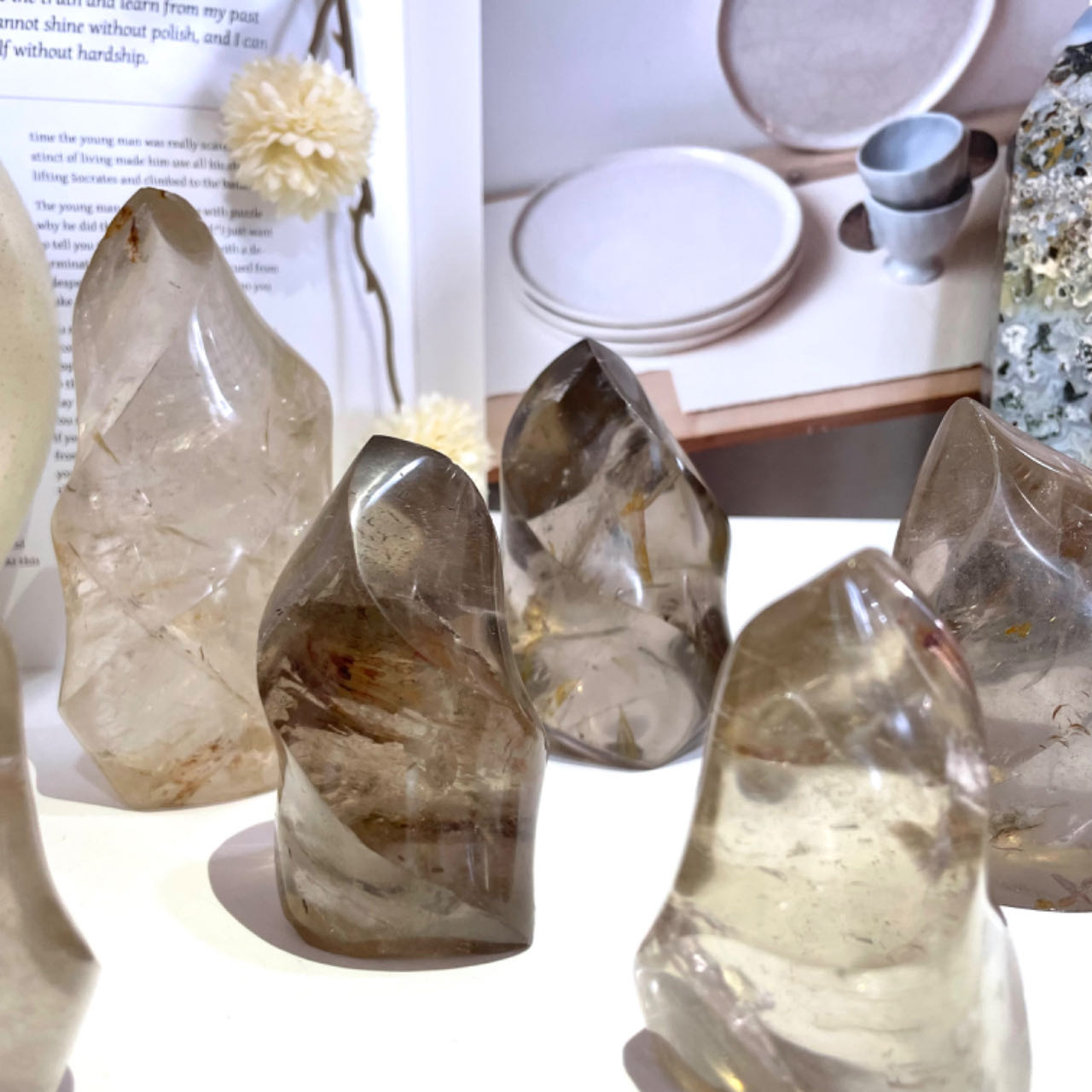 2~3PCS Smoky Quartz Torch Healing Crystal From IG Crystal