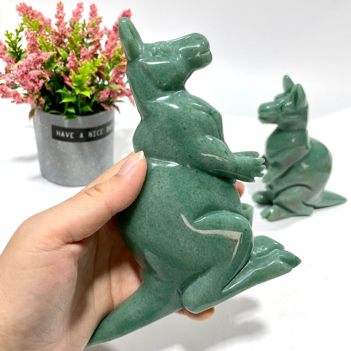 1 Count Green Aventurine Kangaroo Crystal Carving Healing Stones Natural Stone Chakra Balancing Reiki Home Office Decor From IG Crystal