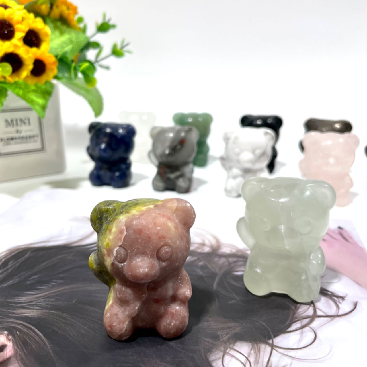 3 Counts Different Materials Cute Bear Crystal Carvings Natural Stone Gem Mining Chakra Balancing Reiki Healing Crystal Mystery Crystal Display Crystal Shopping Online Home Office Decor From IG Crystal