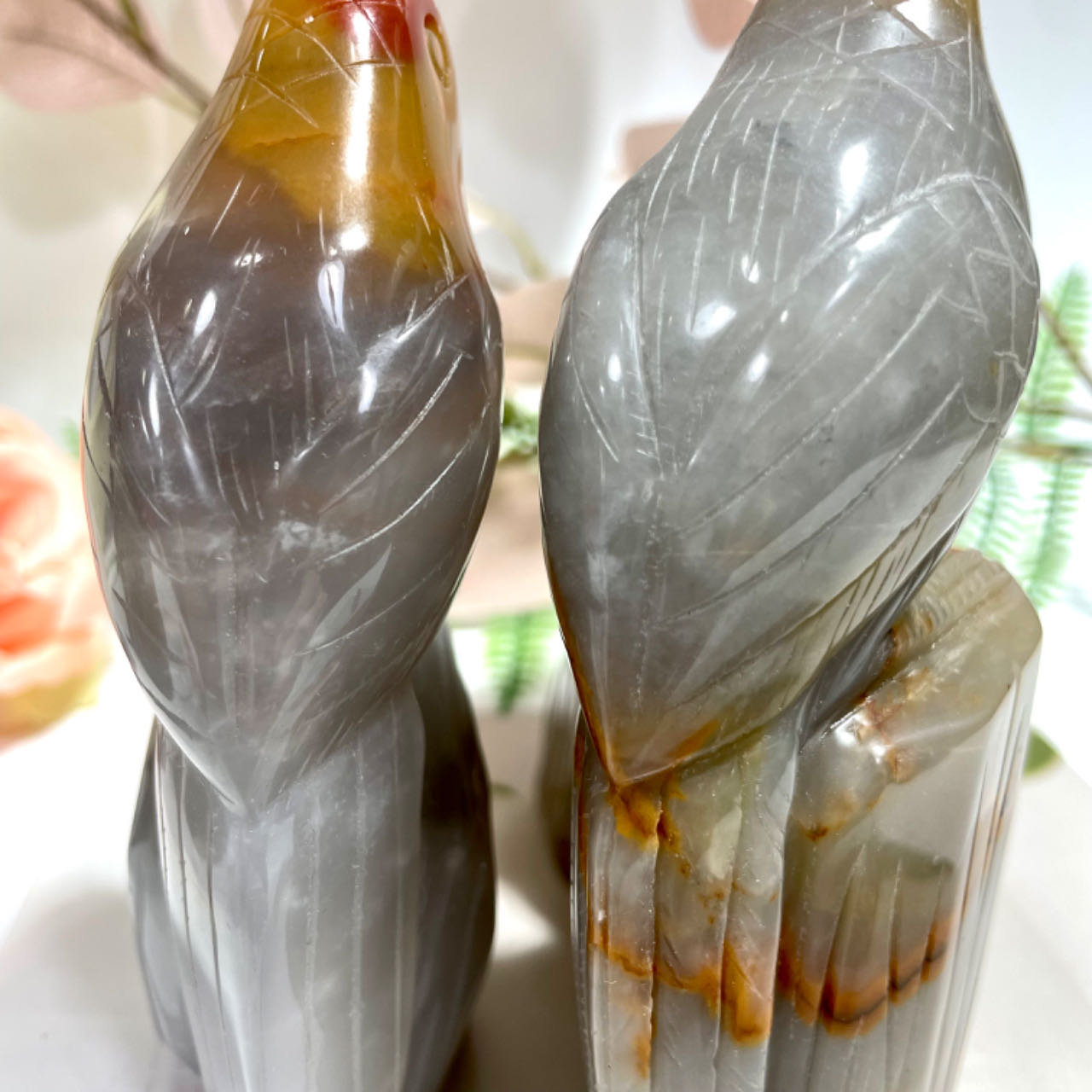 1 Count Three-colour Jade Bird Healing Stone Home Decoration From IG Crystal