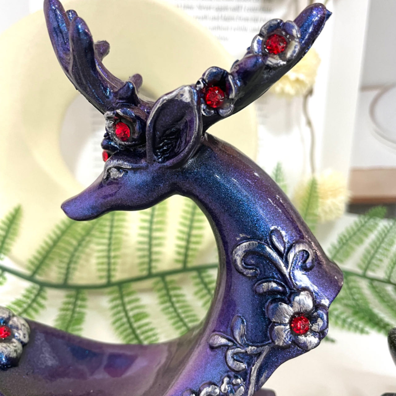 2PCS Deer Head Stand Black Blue Healing Stone Home Decoration For Crystal Ball From IG Crystal