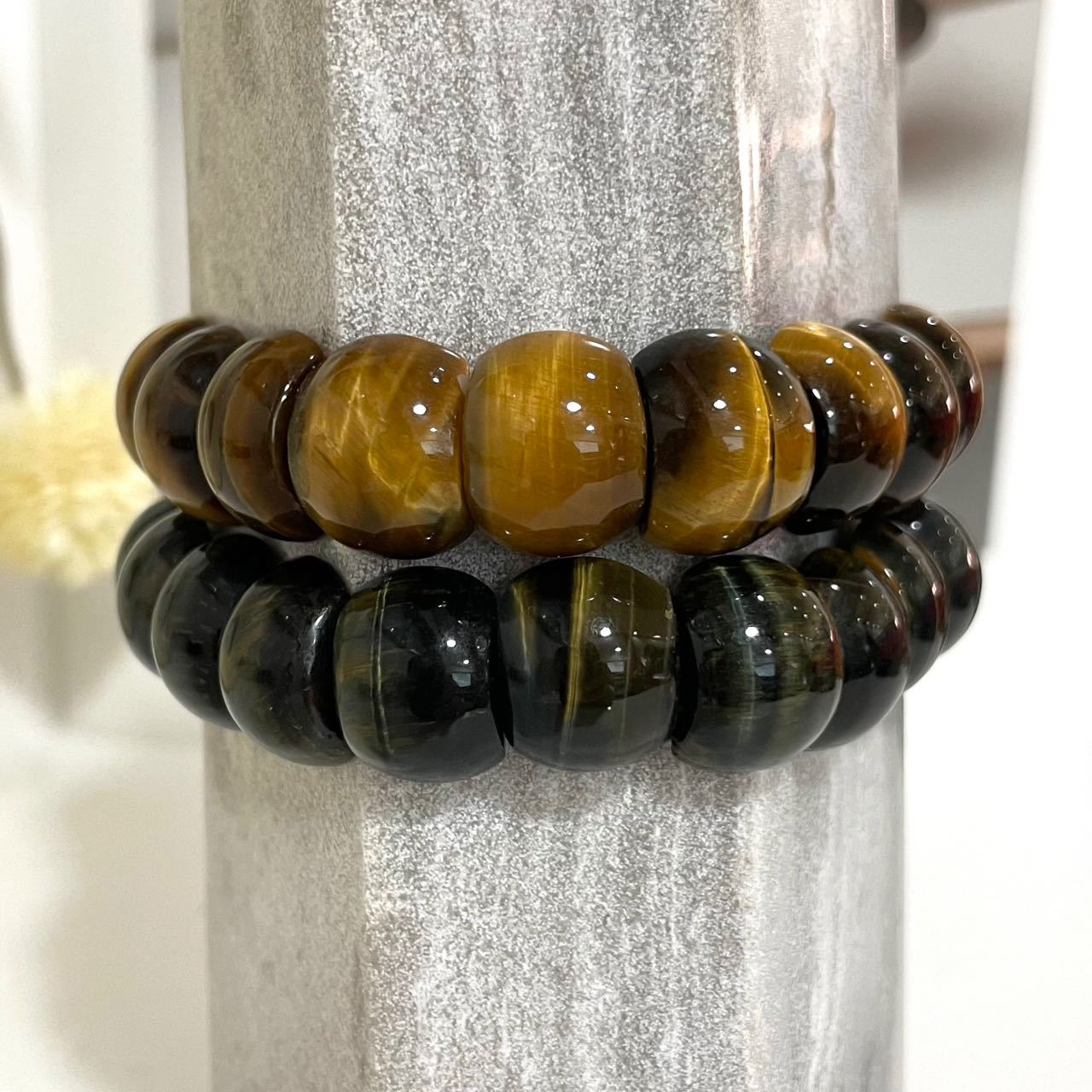 2PCS Set Square Crystal Bracelets Black Flower Agate Pink Flower Agate Green Flower Agate Fire Quartz Yellow Tiger Eyes Amethyst Healing Stone From IG Crystal