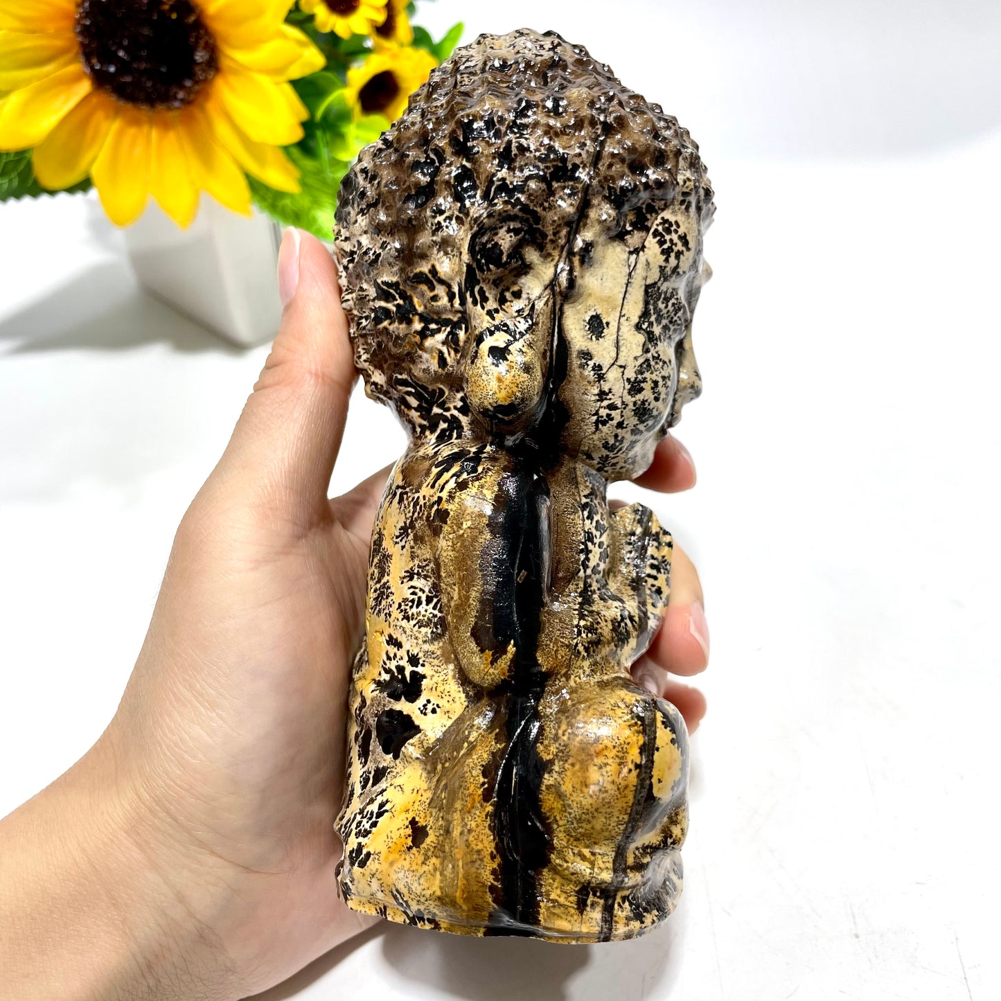 1 Count Picture Jasper Buddha Crystal Carving 15CM Height Healing Stones Natural Stone Chakra Balancing Reiki Home Office Decor From IG Crystal