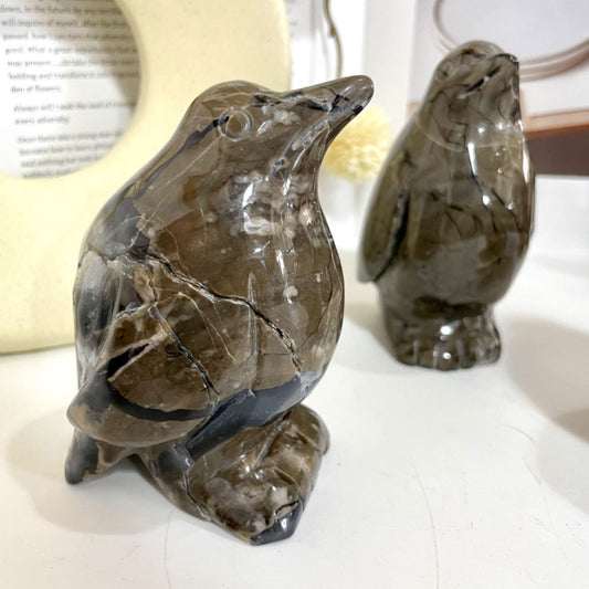 Volcanic Agate Penguin Crystal Height about 10.6cm From IG Crystal