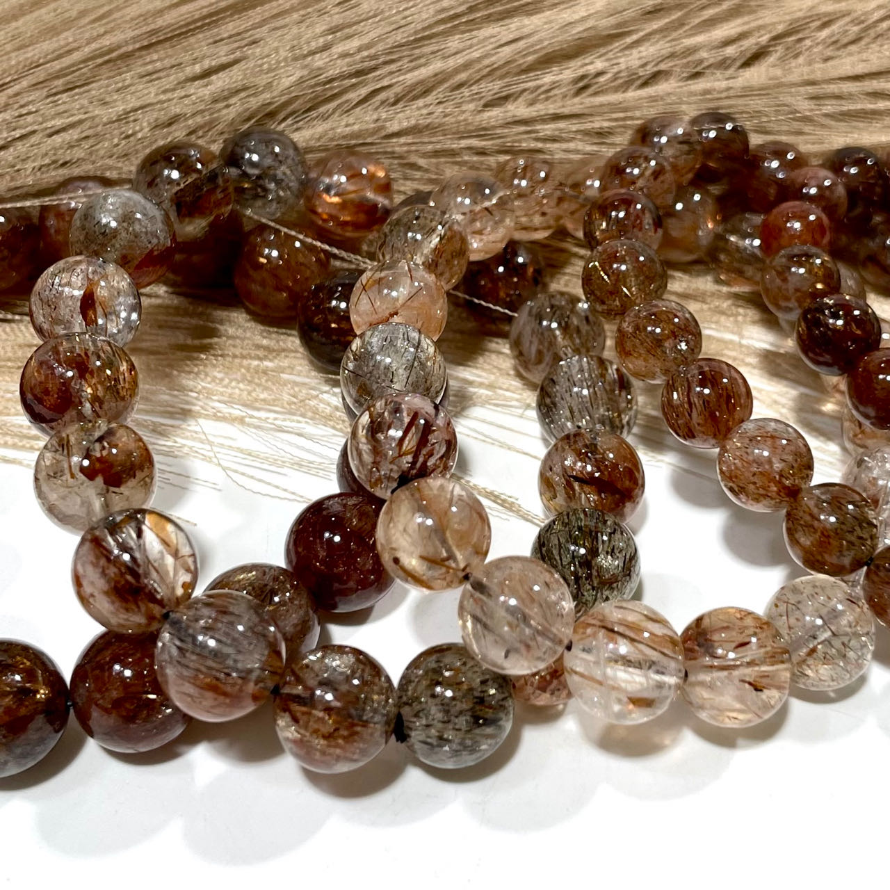 2 Counts Black Gold Super 7 Crystal Bracelet 7~12mm Energy Healing Crystals Jewelry for Women DIY Bracelet From IG Crystal