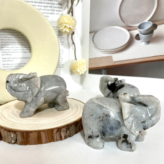 1 Count Dark Spot Moonstone Elephant Crystal Reiki Crytsal Healing Home Decor From IG Crystal