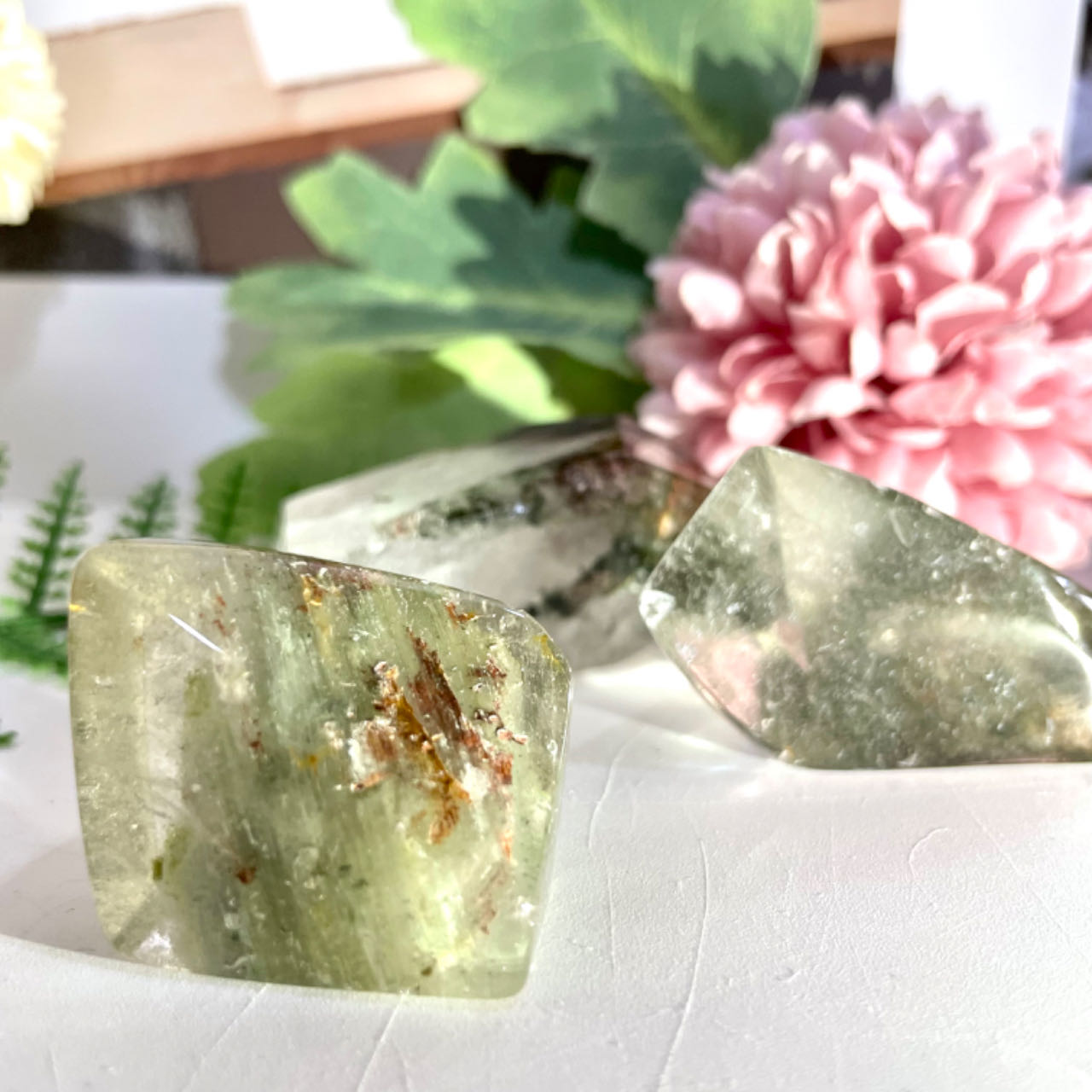 Green Phantom Quartz Ghost Crystal Natural Crystal Stone for Reiki Healing Spiritual Meditation Home Decor Stochastic 3~4PCS From IG Crystal