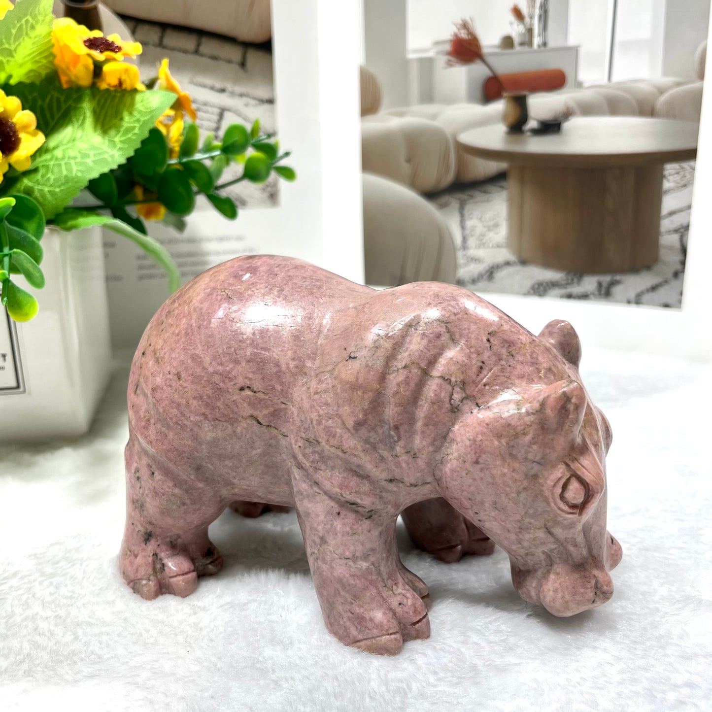 1 Count Rohdnite Animals Crystal Carvings Elephant Dog Hippo Healing Stones Natural Stone Chakra Balancing Reiki Home Office Decor From IG Crystal