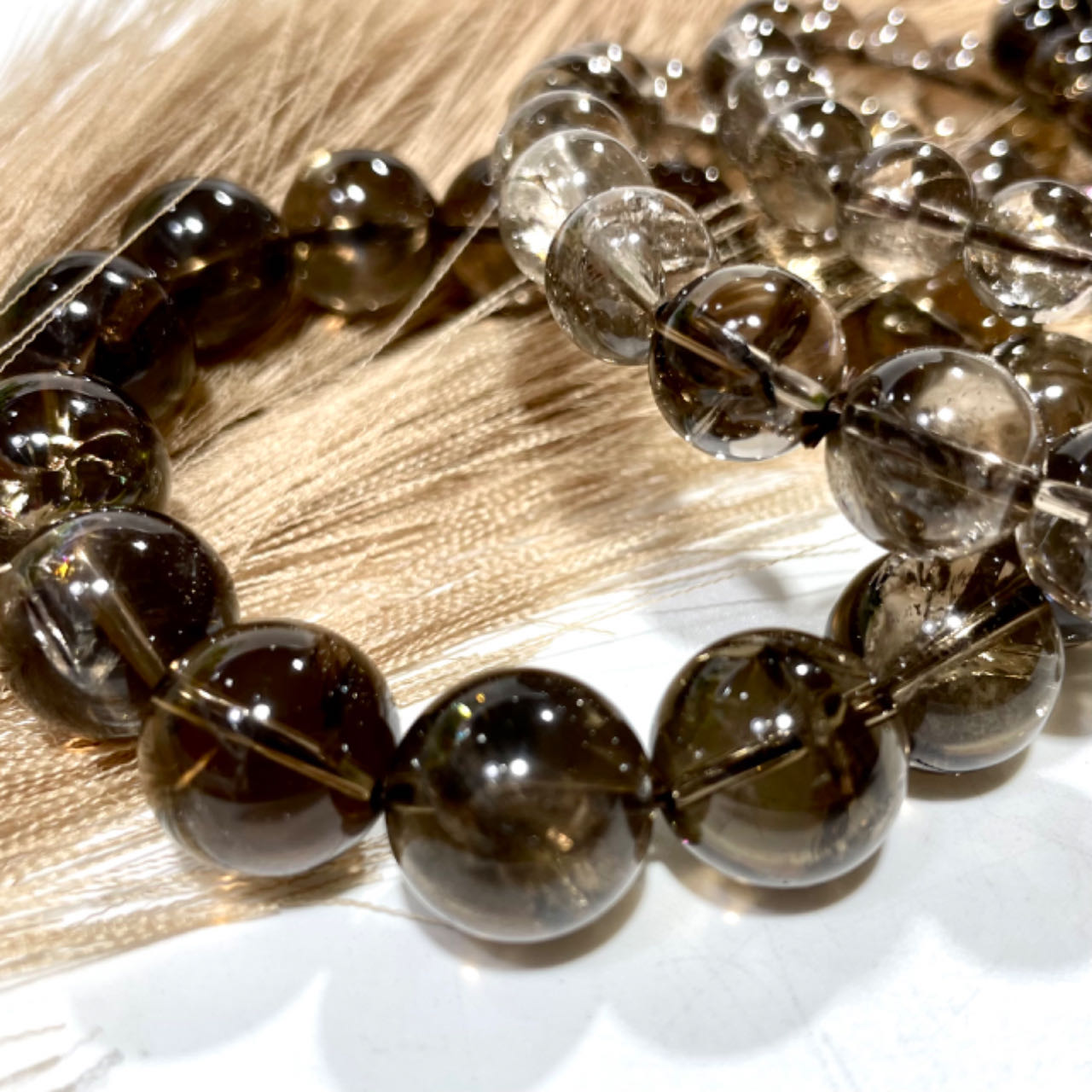 2 Counts Tea-coloured Crystal Bracelet 9~14mm Energy Healing Crystals Jewelry for Women DIY Bracelet From IG Crystal