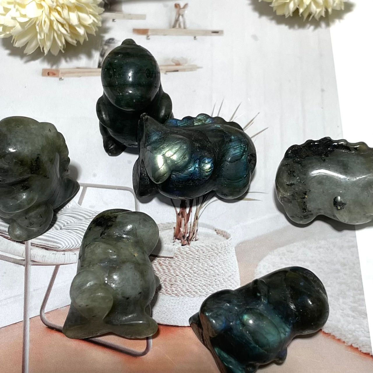 5 Counts Labradorite Small Dinosaur Crystal Healing Crystal Home Decoration From IG Crystal