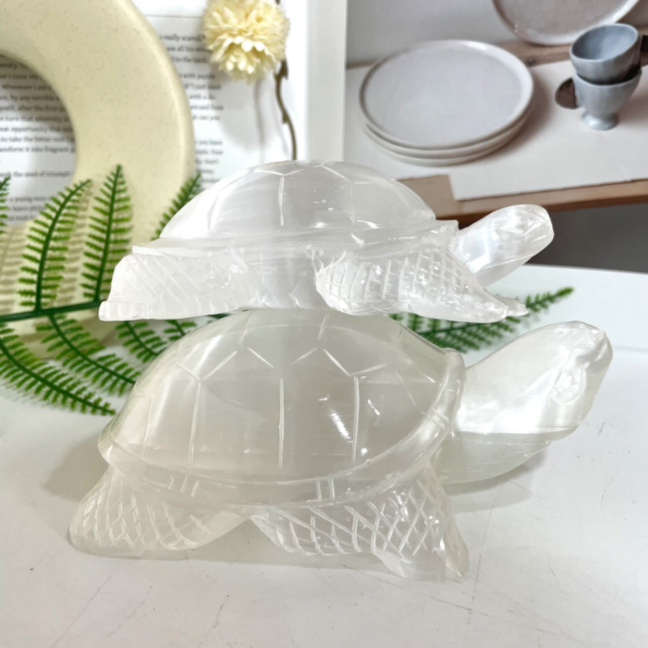 Selenite Turtle Crystal 1PCS Healing Stone for Spiritual Use Home Decor From IG Crystal