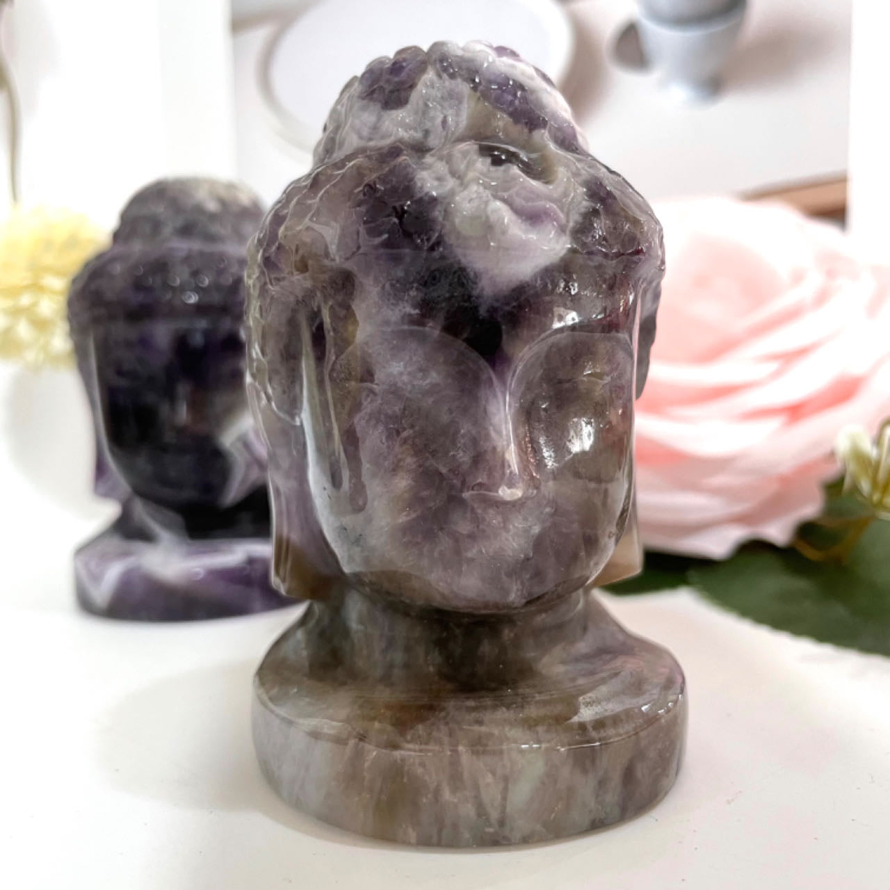 Amethyst Crystal Buddha Head Statue Stochastic 1PCS From IG Crystal