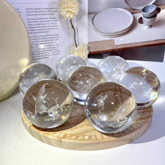 12 Constellations Aries Taurus Gemini Cancer Leo Virgo Libra Scorpio Sagittarius Capricornus Aquarius Pisces Crystals Gift Set With Wooden LED Display Base From IG Crystal