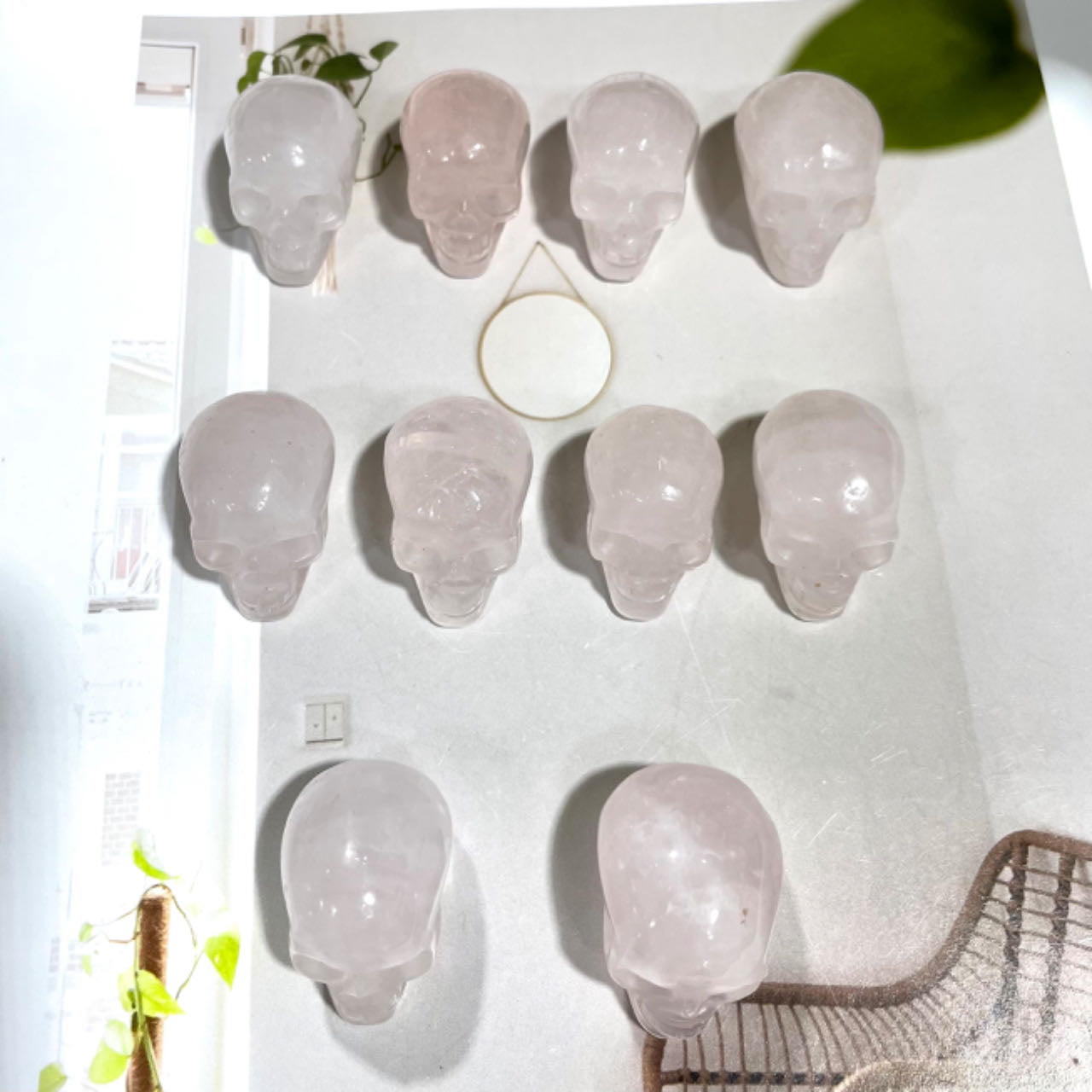 6 Counts Rose Quartz Skull Crystal Healing Crystal Home Decoration From IG Crystal