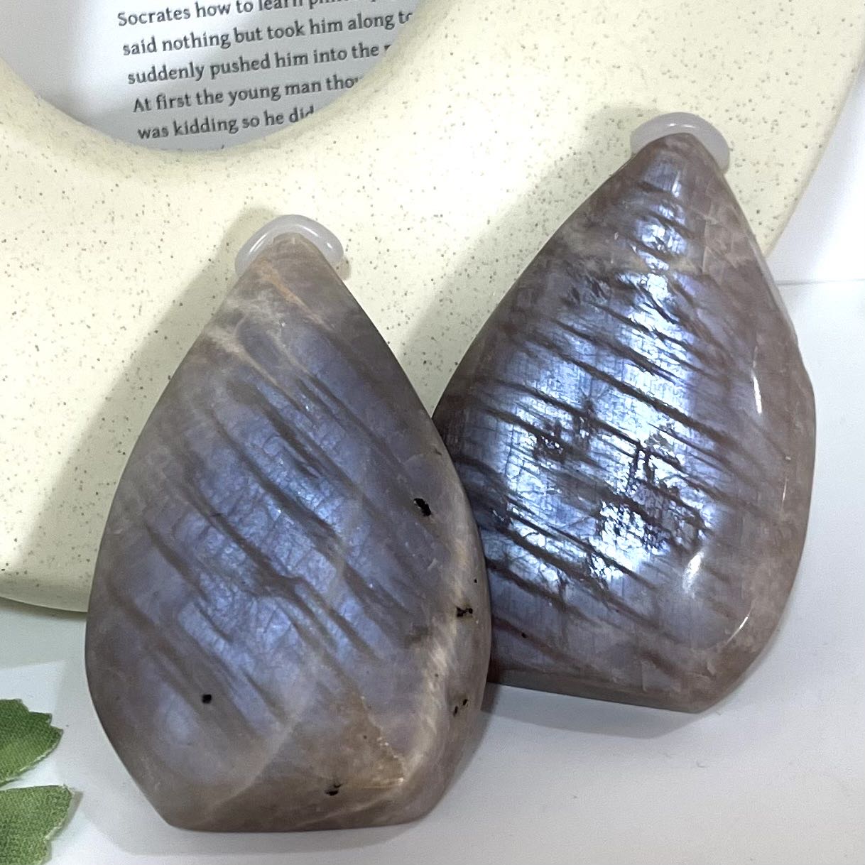 2~3 Counts Peach Moonstone Water Drop Crystal Reiki Crytsal Healing Home Decor From IG Crystal