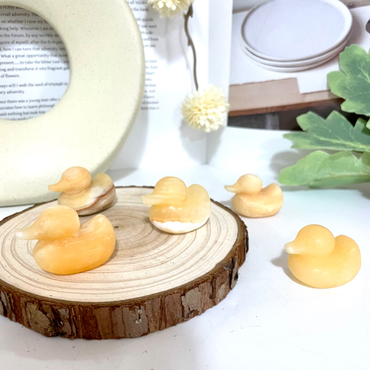 2 / 7PCS Yellow Calcite Small Yellow Duck Crystal Healing Stone From IG Crystal