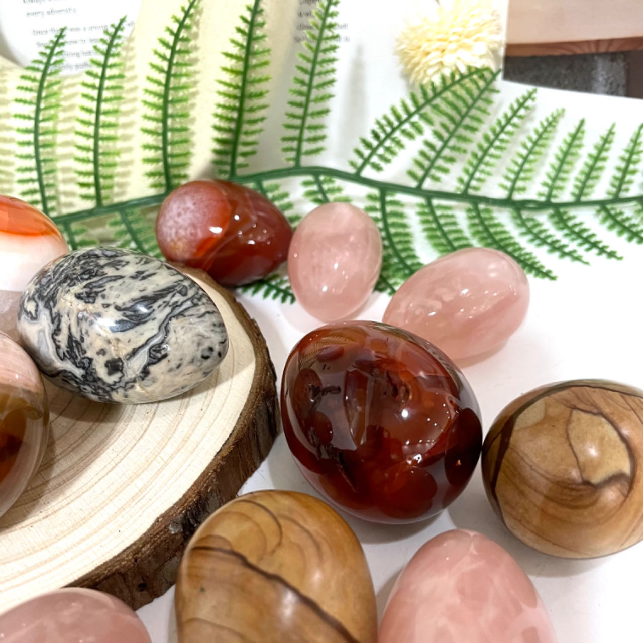 Small Eggs Ocean Jasper Rose Quartz Red Agate Woodstone Healing Stone Home Decoration From IG Crystal