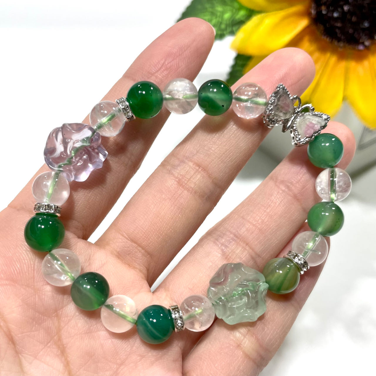 2 Counts DIY Bracelets Finished Product Morganite Fire Quartz Black Rutile Quartz Labradorite Sunstone Blue Tiger Eye Moss Agate Amethyst Clear Quartz Fluorite Original Natural Stone Healing Crystal  From IG Crystal
