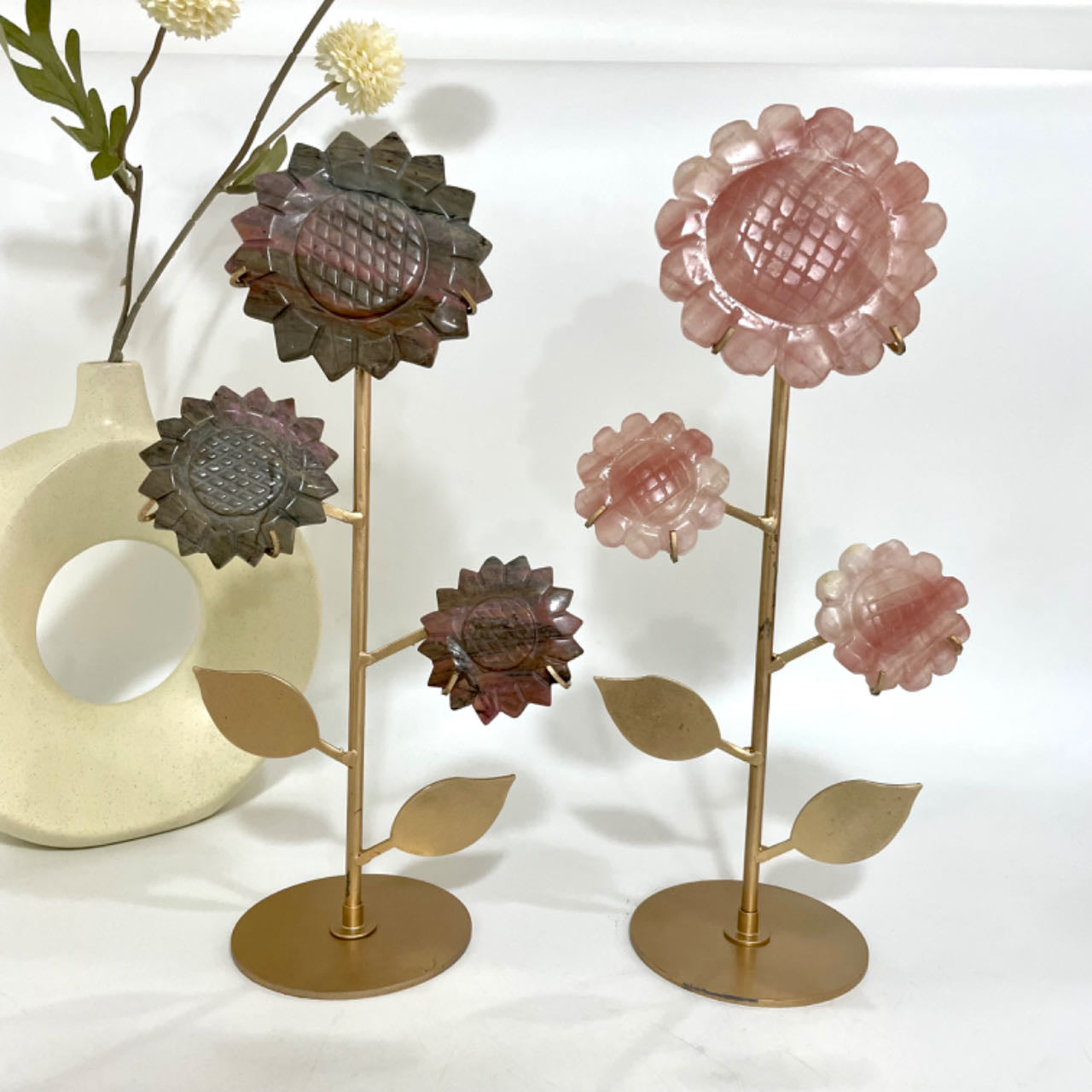 Sunflower Crystal Table Decoration Stochastic 1PCS Flourite Amethyst Rose Quartz Yooperlite From IG Crystal
