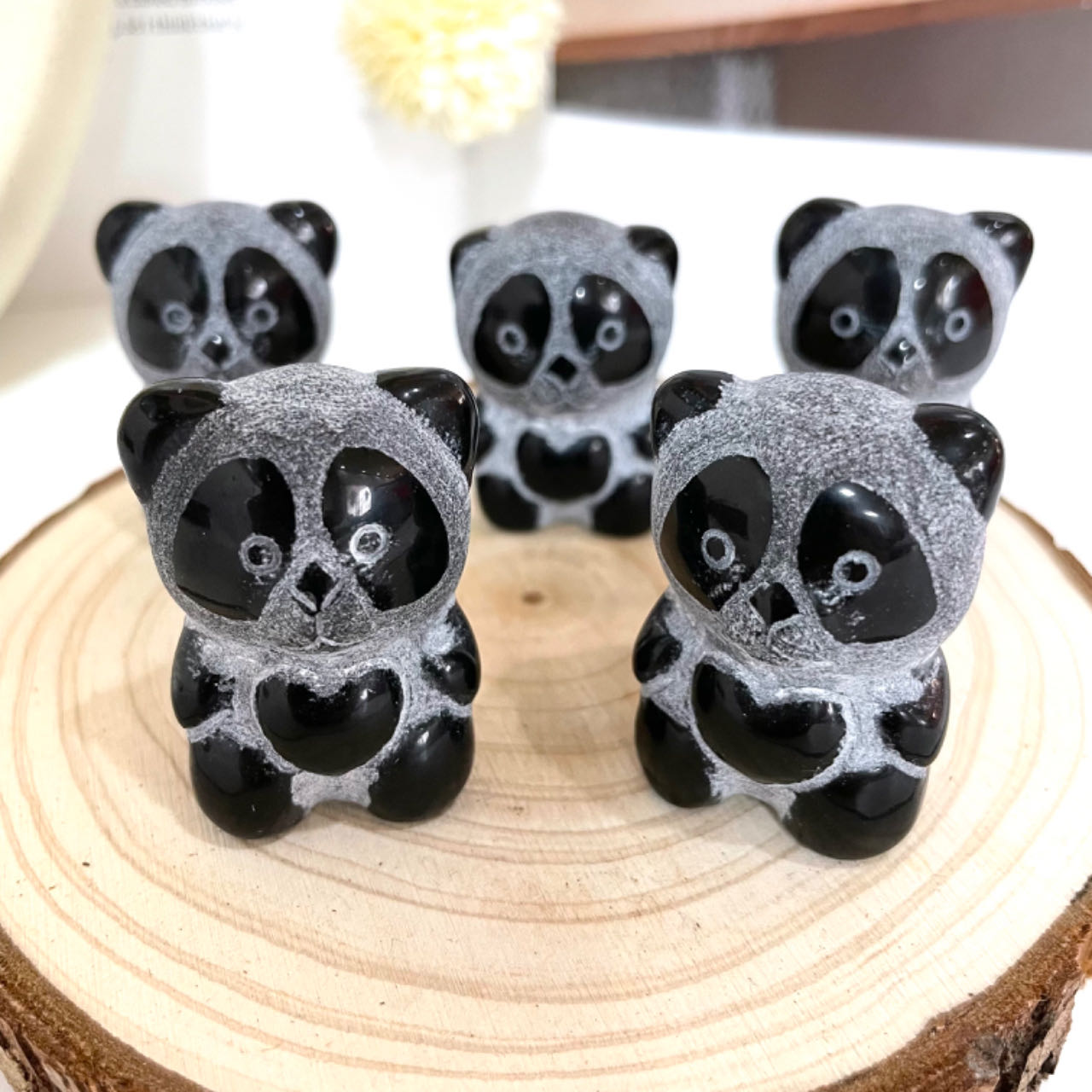 5PCS High Quality Hand-Carved Natural Crystal Panda Statue Set From IG Crystal