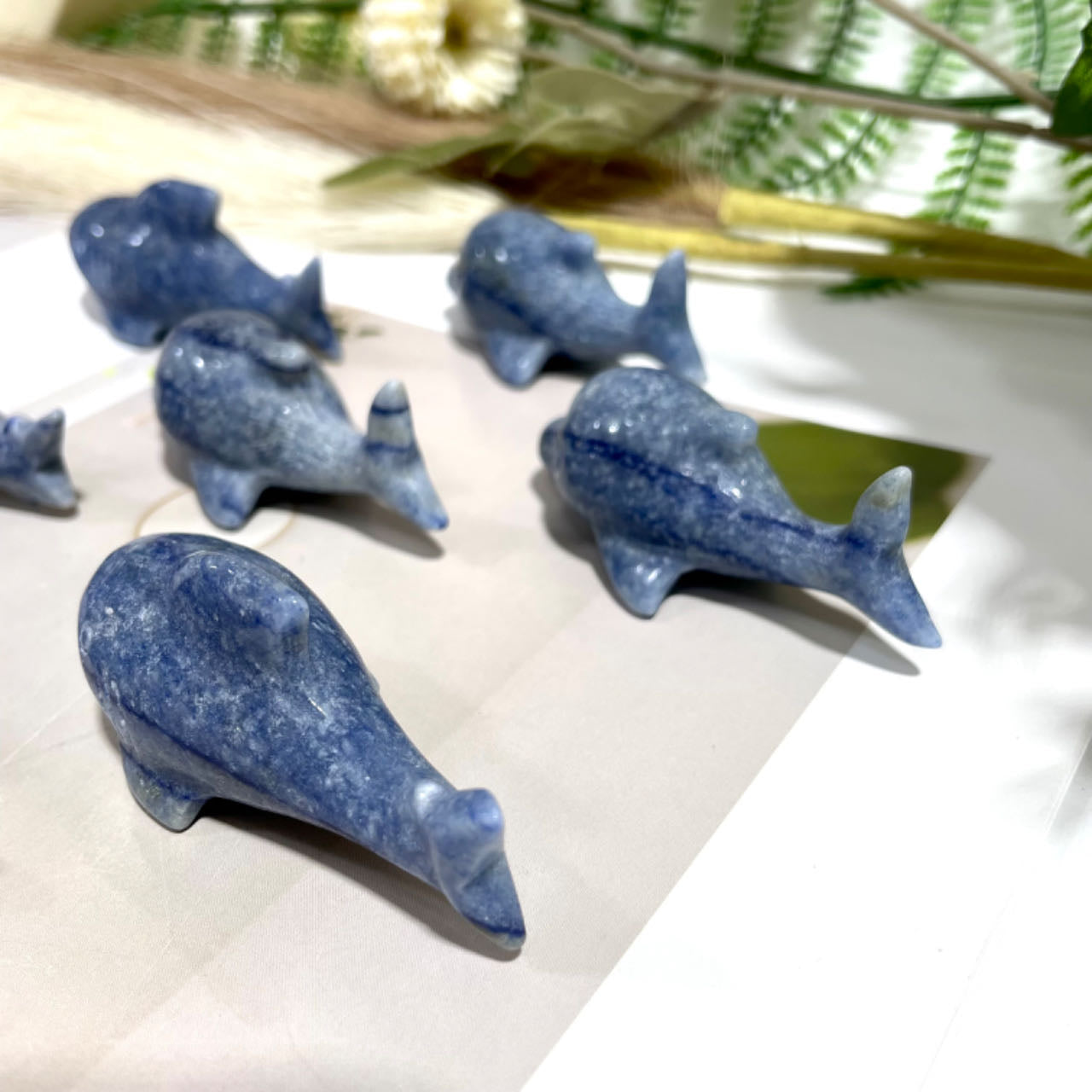 2 Counts Blue Aventurine Shark Crystal 6CM Healing Stone Home Decoration From IG Crystal