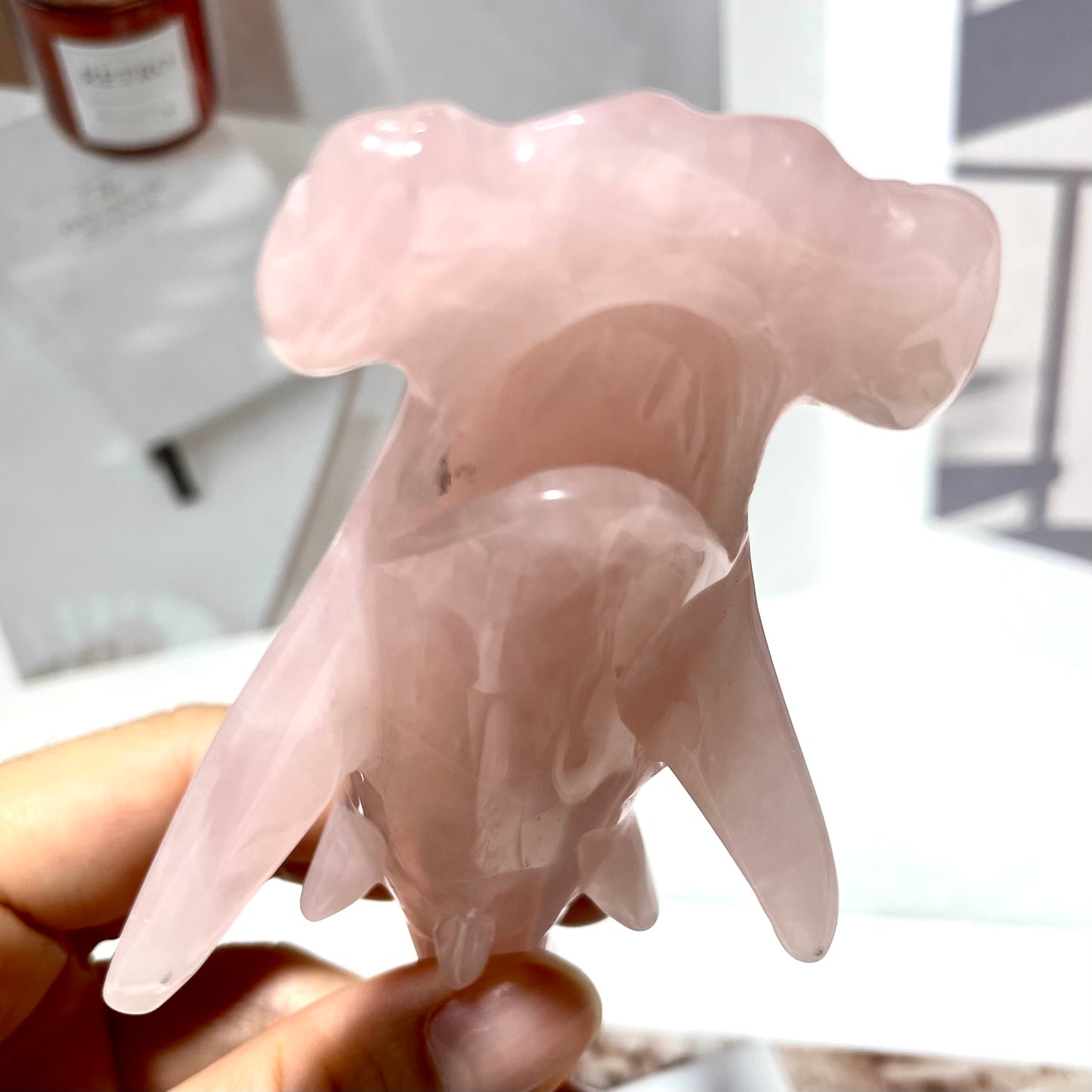 2 Counts Rose Quartz Shark Crystal Carving Healing Stones Natural Stone Chakra Balancing Reiki Home Office Decor From IG Crystal