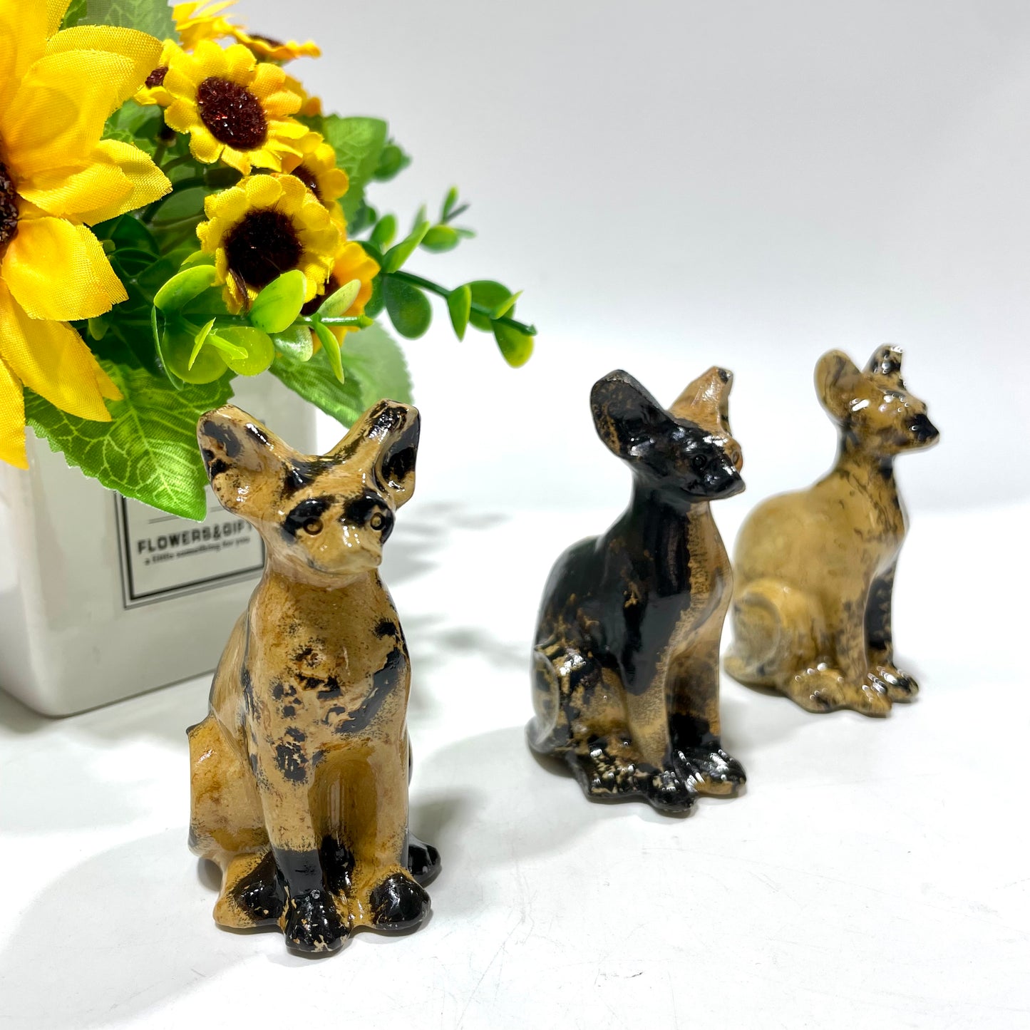 2 Counts Picture Jasper Egypt Cat Sphynx Cat Crystal Carving Healing Stones Natural Stone Chakra Balancing Reiki Home Office Decor From IG Crystal