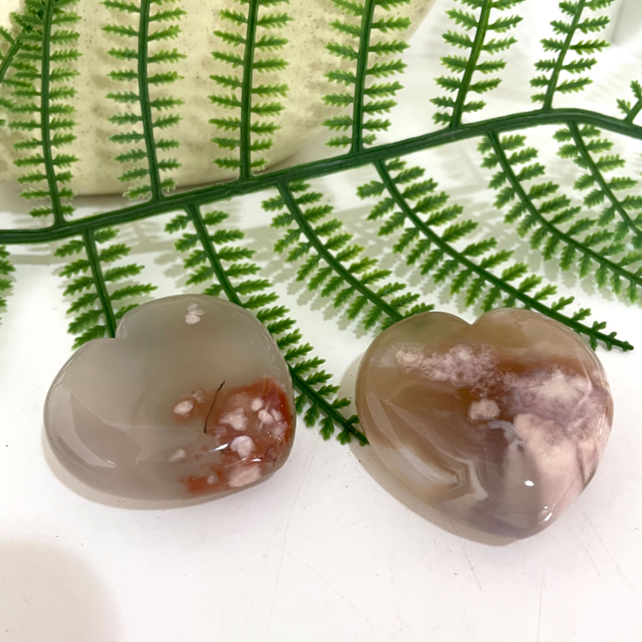 9~13PCS Heart Shape Pink Flower Agate Crystal 400g 3.5~5cm Healing Stone Home Decoration From IG Crystal