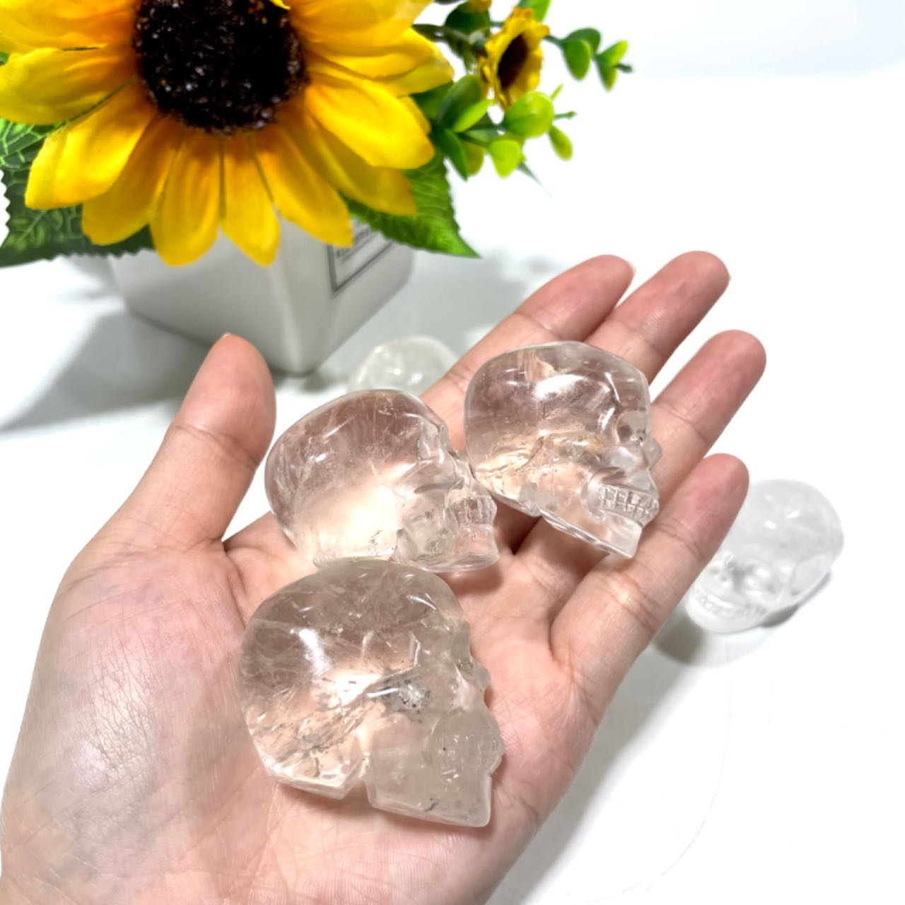 4 Counts Clear Quartz Small Skull Crystal Healing Crystal Home Decoration From IG Crystal
