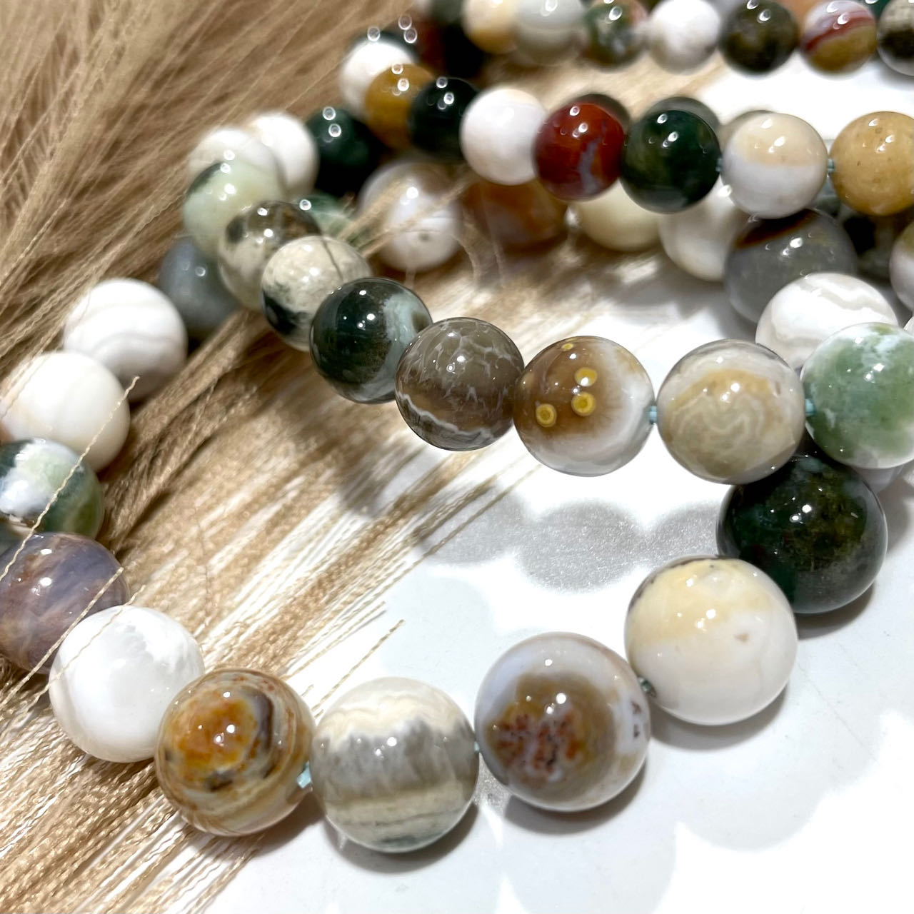 3 Counts Ocean Jasper Crystal Bracelet 7~11mm Energy Healing Crystals Jewelry for Women DIY Bracelet From IG Crystal