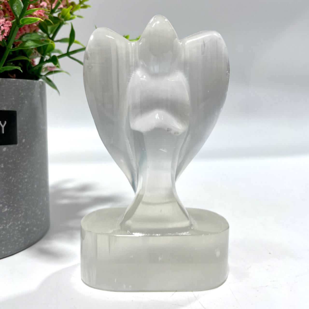 1 Count 10CM Selenite Snowman Christmas Tree Tower Bear Flower Fairy Angel Skull Crystal Natural Gemstone Semi Precious Healing Crystals Enhance Positive Energy Home Decoration From IG Crystal