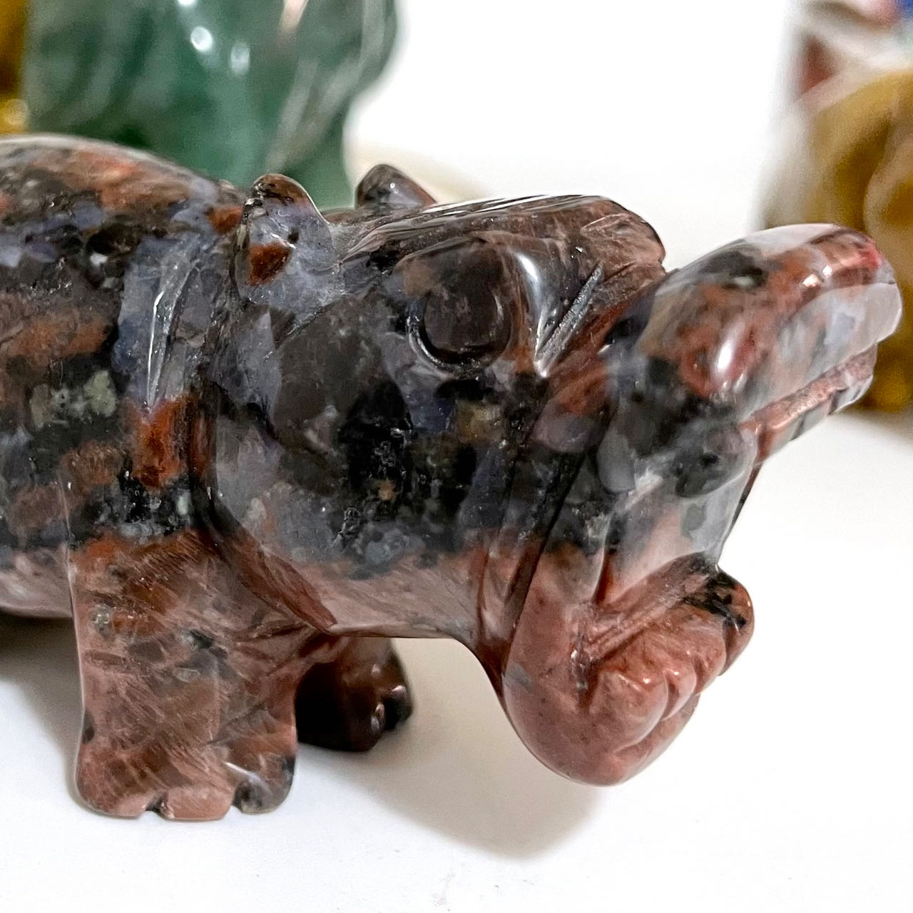 2 Counts Different Maerail Hippopotamus Crystal Yellow Jasper Green Aventurine Red Obsidian From IG Crystal