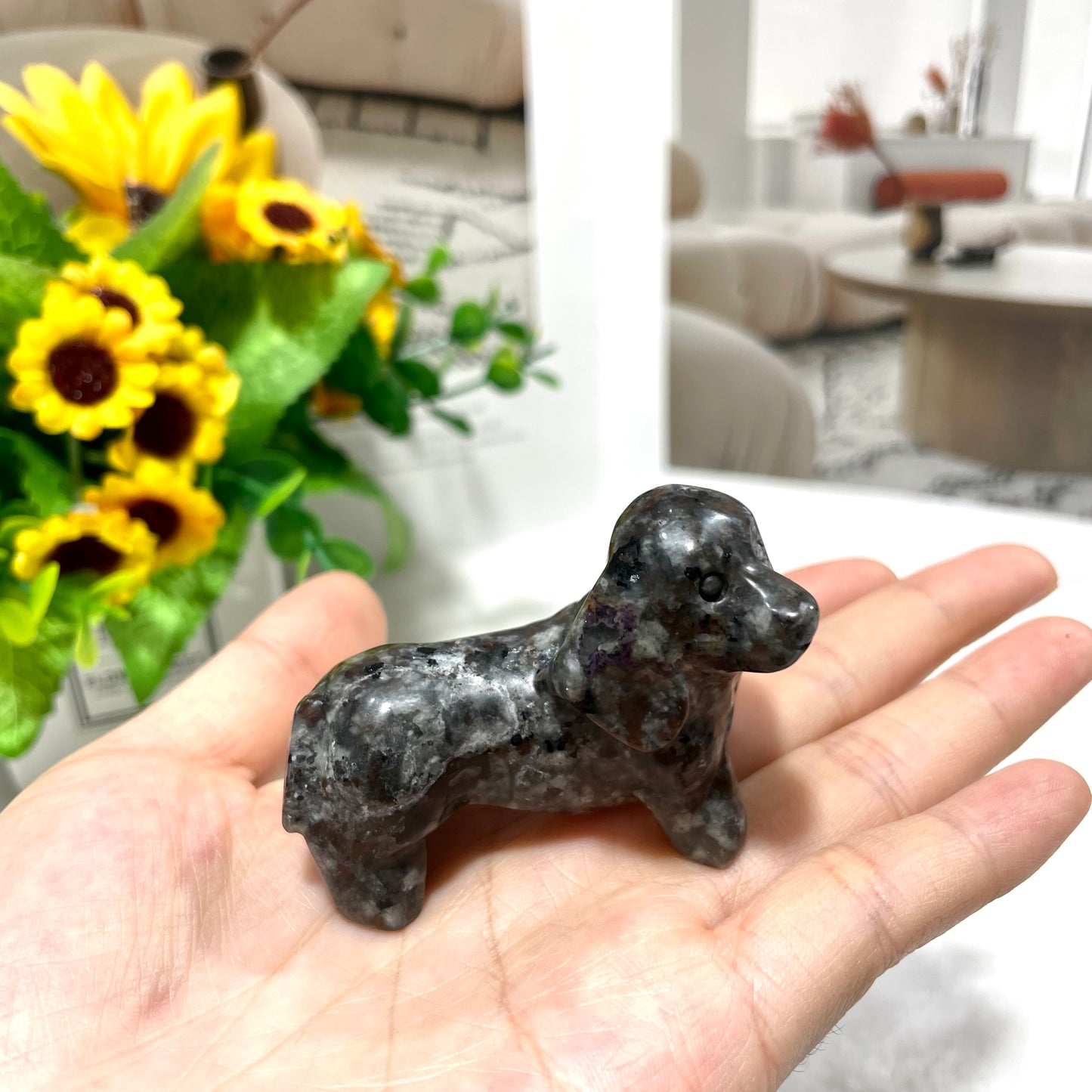 3 Counts Different Materials Dog Crystal Carving Healing Stones Natural Stone Chakra Balancing Reiki Home Office Decor From IG Crystal