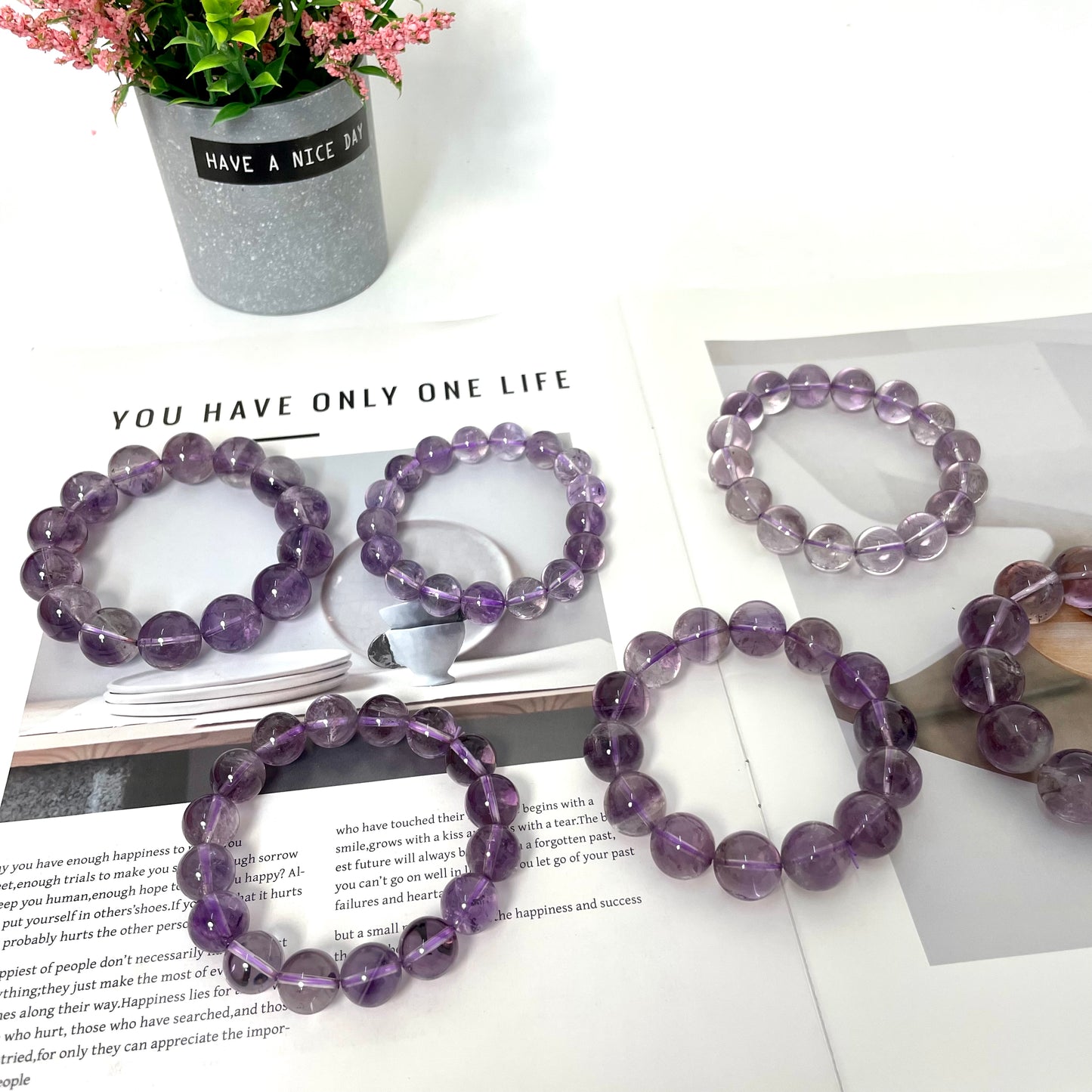 High Quality Amethyst Bracelets 12~17mm Natural Crystals Healing Crystals Bracelet for Women and Men Teens Crystal Jewelry Shop Pretty Crystals From IG Crystal