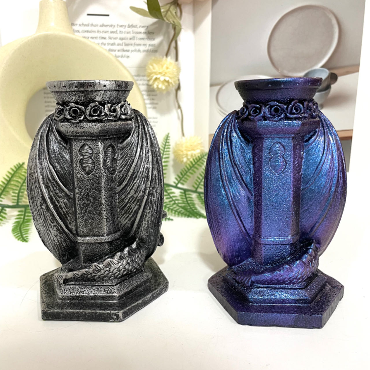 2PCS Dragon Stand Black Blue Healing Stone Home Decoration For Crystal Ball From IG Crystal