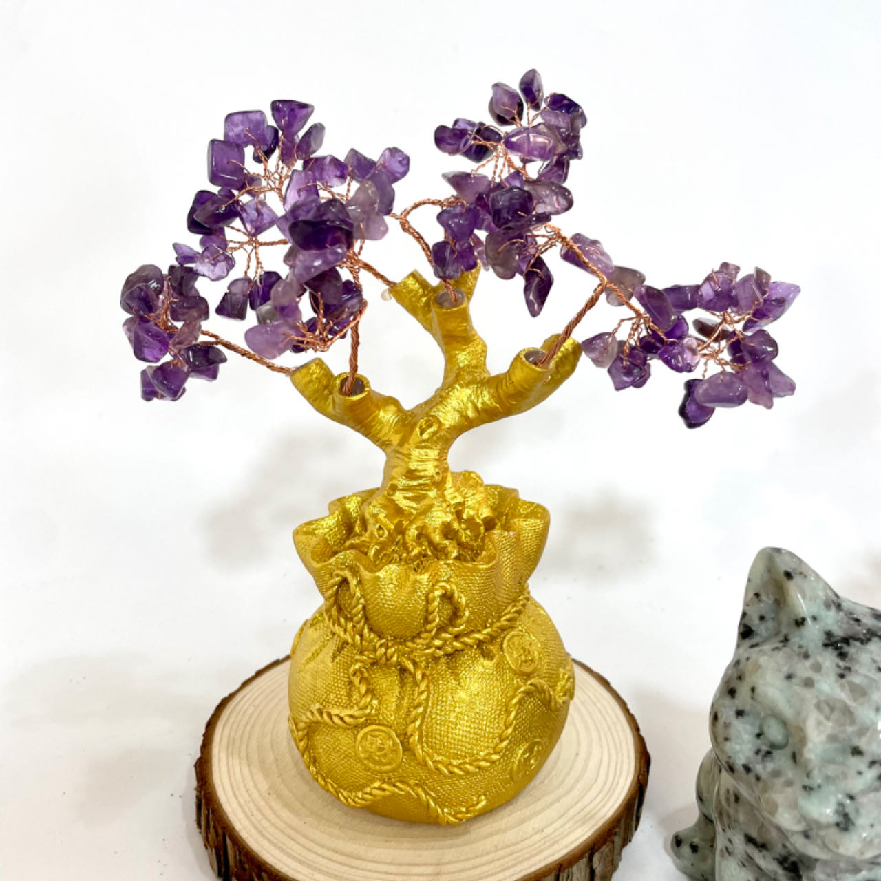 Money Tree Yellow Crytal Amethyst Rose Quartz Green Flourite Healing Crystals and Stones Tree for Home and Office Desk Decoration From IG Crystal