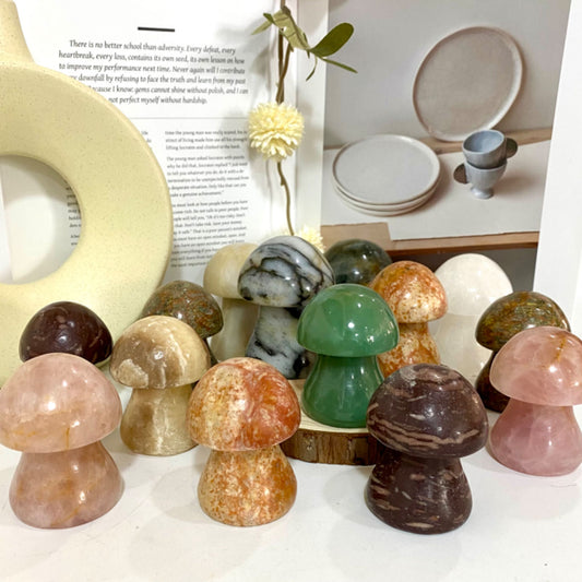 Stochastic 2PCS Different Maerail Big And Small Mushroom Crystals Set From IG Crystal