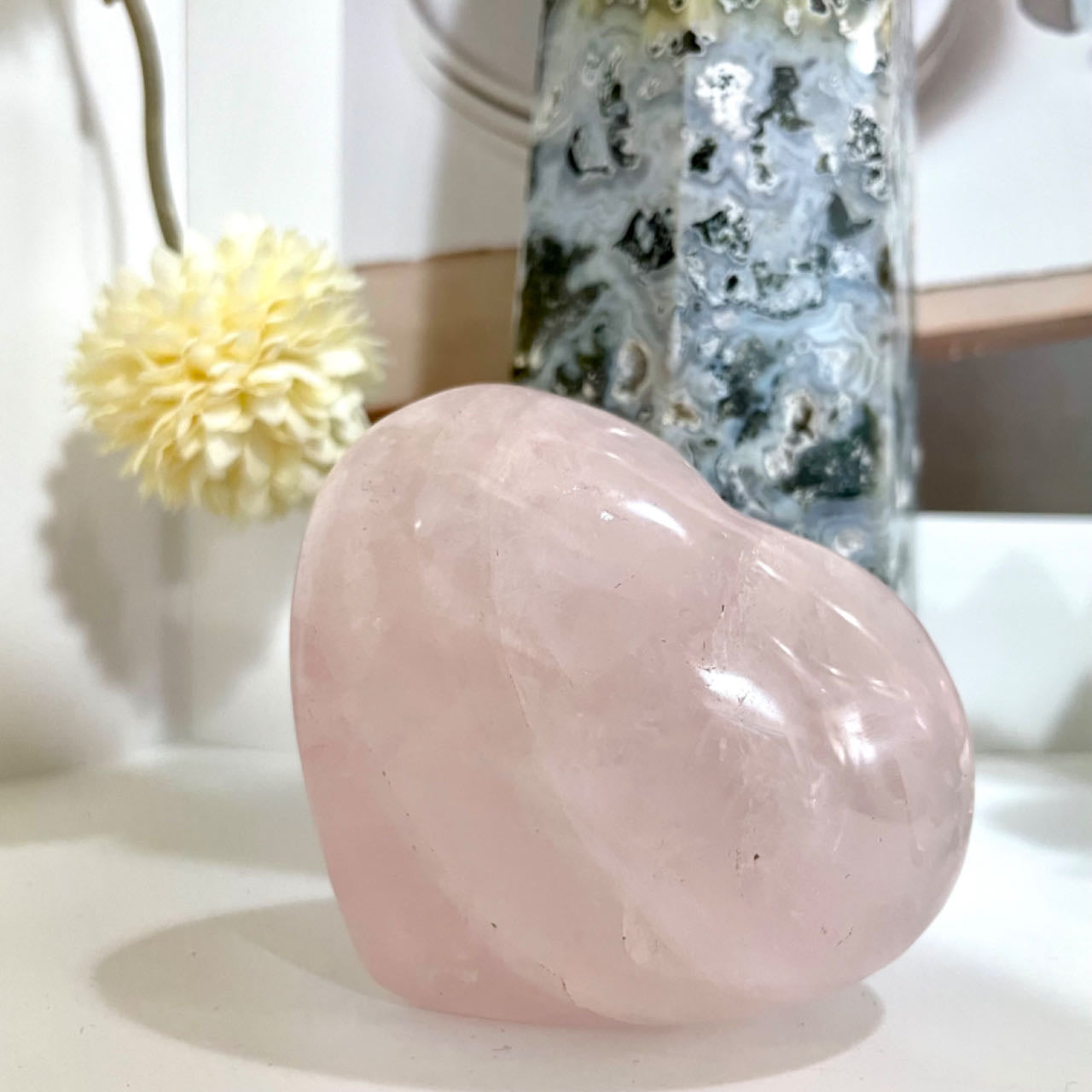 3~4PCS Heart Shape Rose Quartz Crystal From IG Crystal
