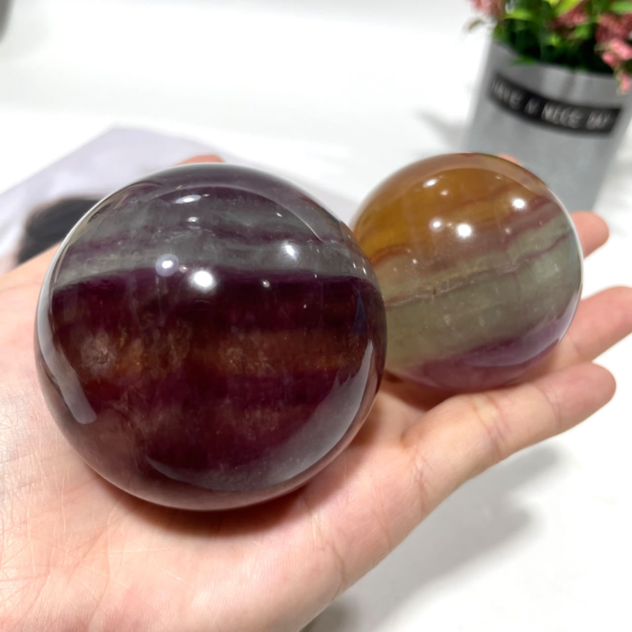 Candy Fluorite Balls 4~7CM Large Crystals Sphere Decorative Ball Meditation Witchcraft Healing Stone Home Decoration From IG Crystal