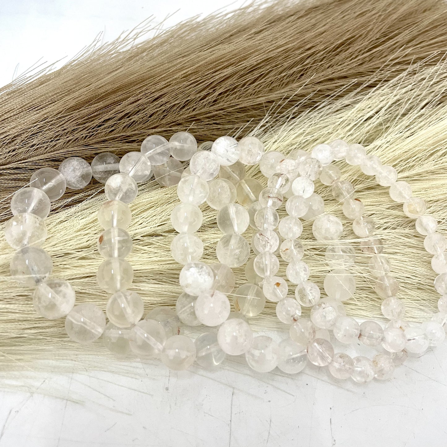 White Ghost Quartz Phantom Quartz Crystal Bracelets 11mm 10mm 7mm Natural Crystals Healing Crystals Bracelet for Women and Men Teens Crystal Jewelry Shop Pretty Crystals From IG Crystal