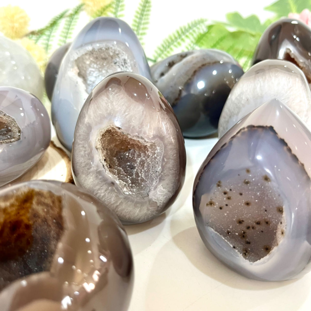 Different Maerail Druzy Egg Natural Raw Geode From IG Crystal