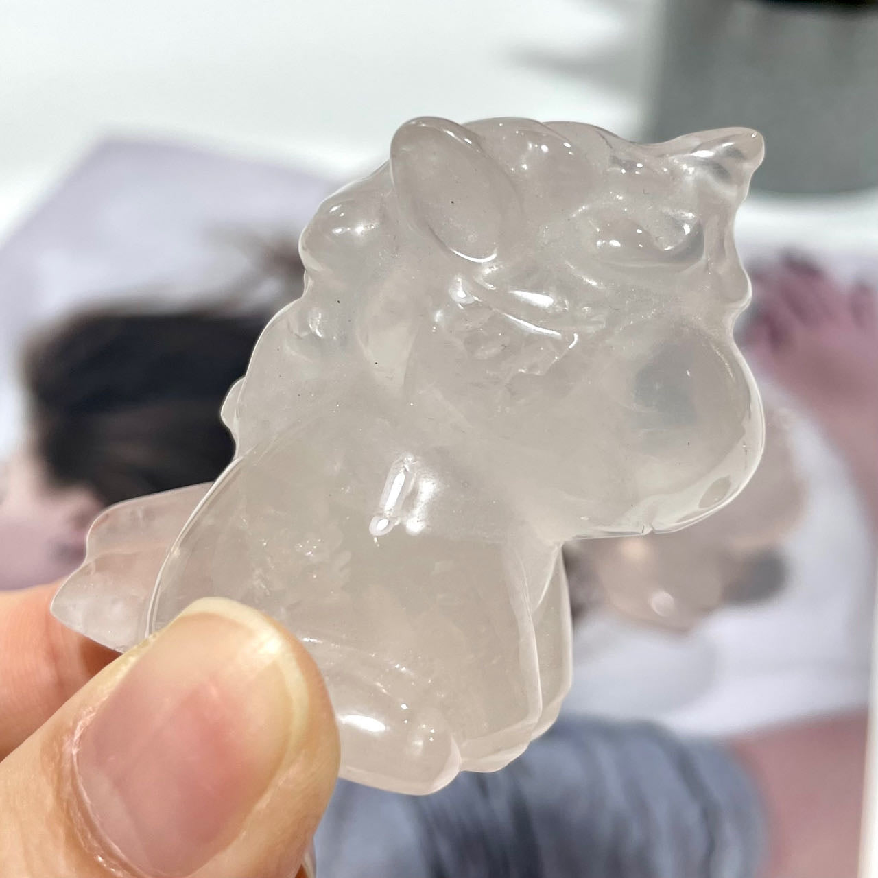2 Counts Rose Quartz Unicorn Crystal 4.5CM Natural Gemstone Semi Precious Healing Crystals Enhance Positive Energy Home Decoration From IG Crystal