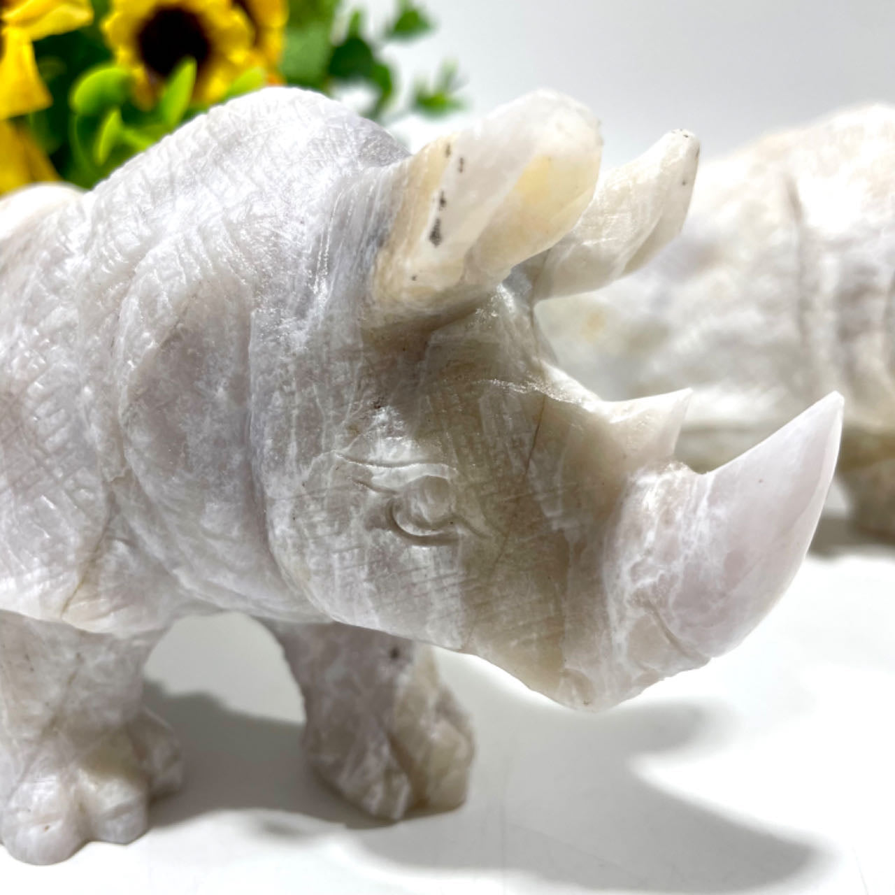 1 Count Big Rhinoceros White Agate Jade Crystal Healing Crystal Gem Reiki Healing Home Decor Crystal Jewelry Shop Pretty Crystals From IG Crystal