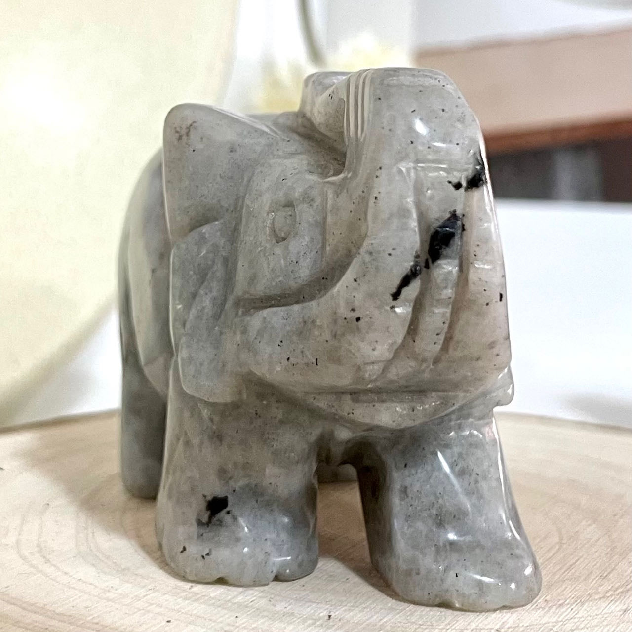 1 Count Dark Spot Moonstone Elephant Crystal Reiki Crytsal Healing Home Decor From IG Crystal