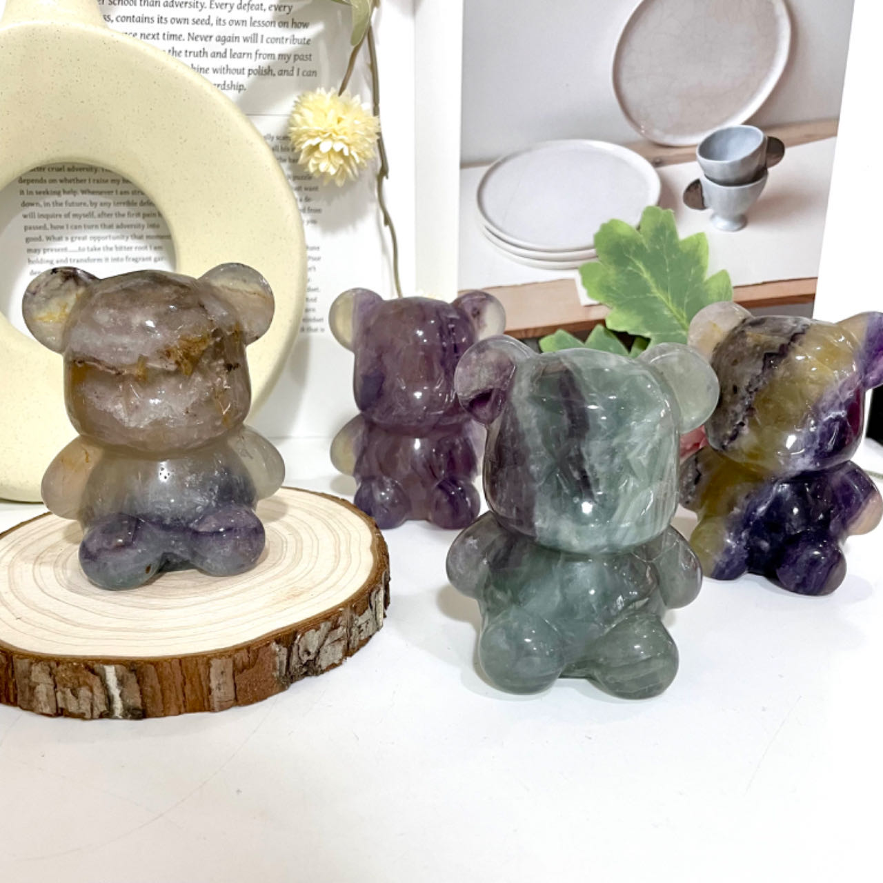 Fluorite Bear Healing Stone Home Decoration Stochastic 1PCS From IG Crystal