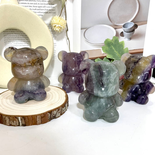 Fluorite Bear Healing Stone Home Decoration Stochastic 1PCS From IG Crystal