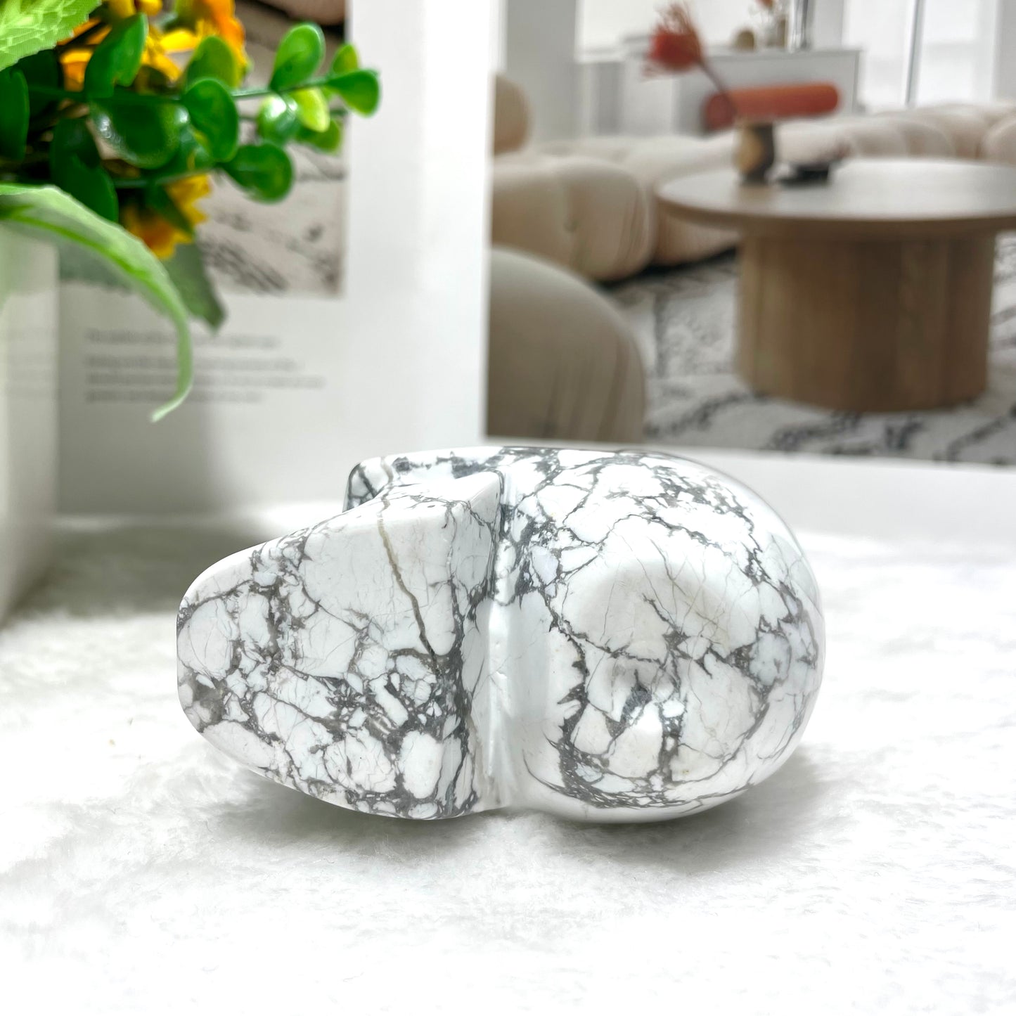 1 Count 3 Inches White Turquoise Skull Crystal Carving Healing Stones Natural Stone Chakra Balancing Reiki Home Office Decor From IG Crystal
