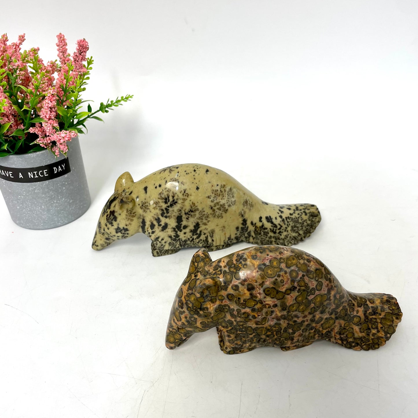 1 Count Leopard Skin Jasper Tapir Crystal Carving Healing Stones Natural Stone Chakra Balancing Reiki Home Office Decor From IG Crystal