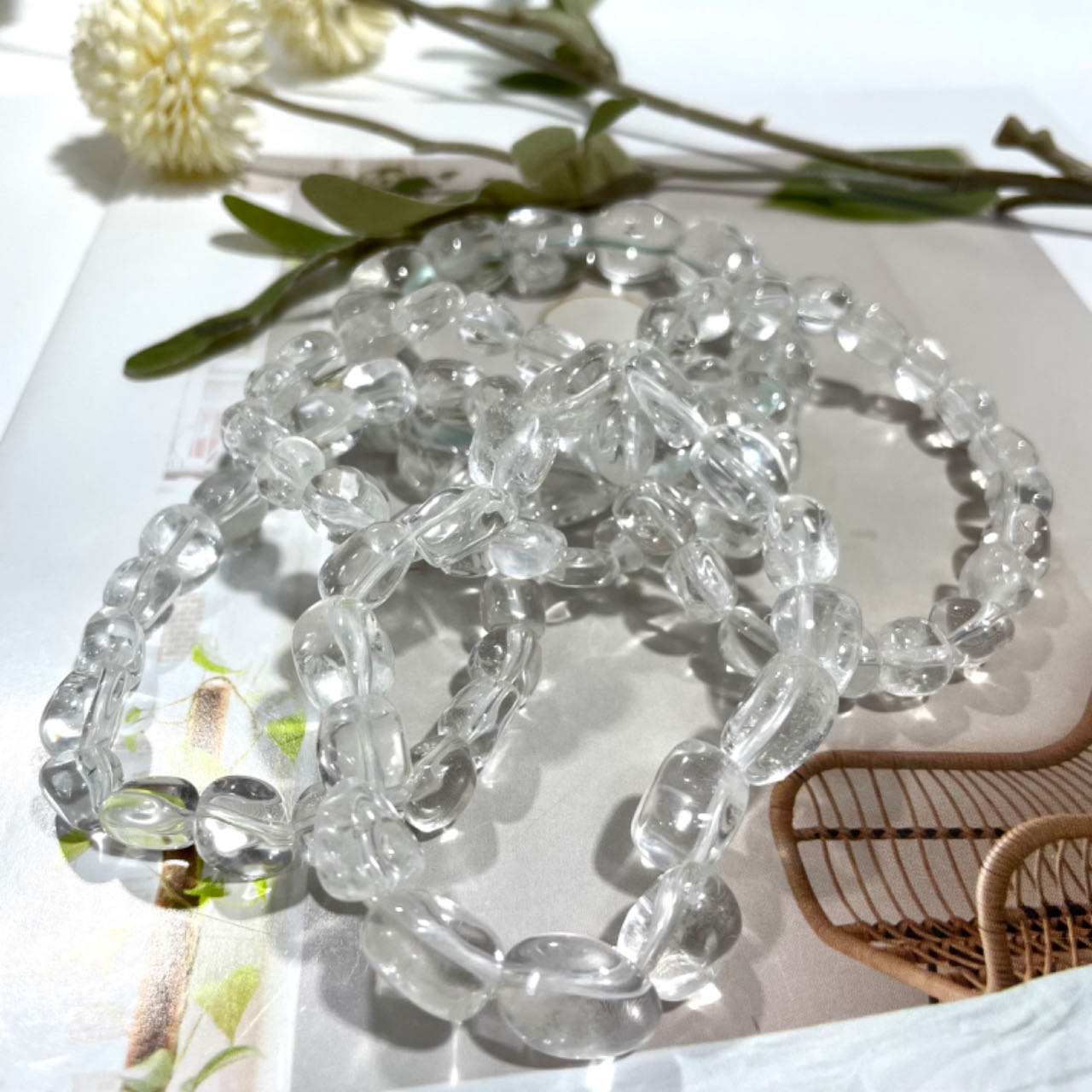 Clear Quartz Bracelet 17mm 13mm 10mm 8mm Block-shaped Irregularity Healing Crystal Home Decoration From IG Crystal